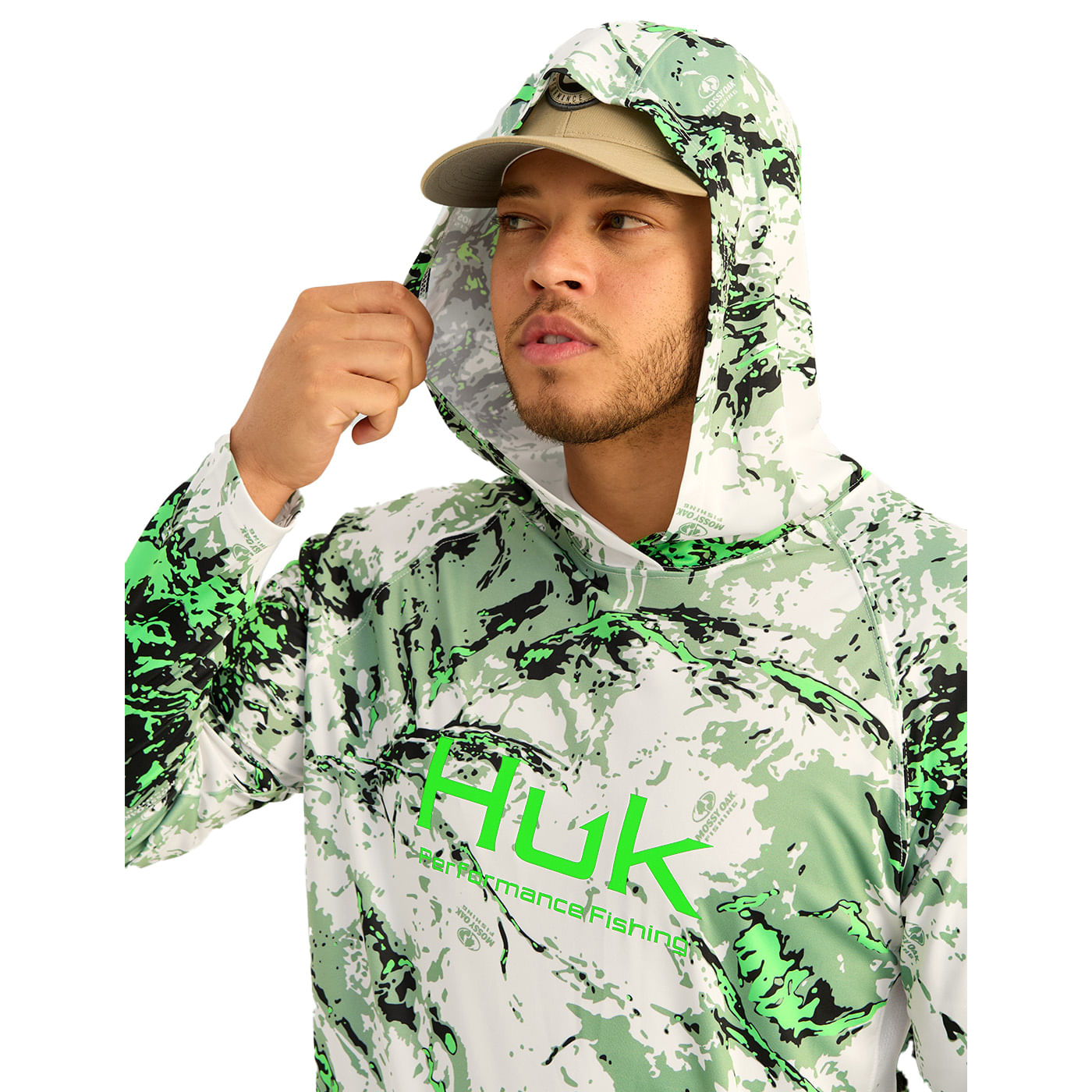 Medium HUK Men's Icon X Mossy Oak Fracture Fishing Hoodie +