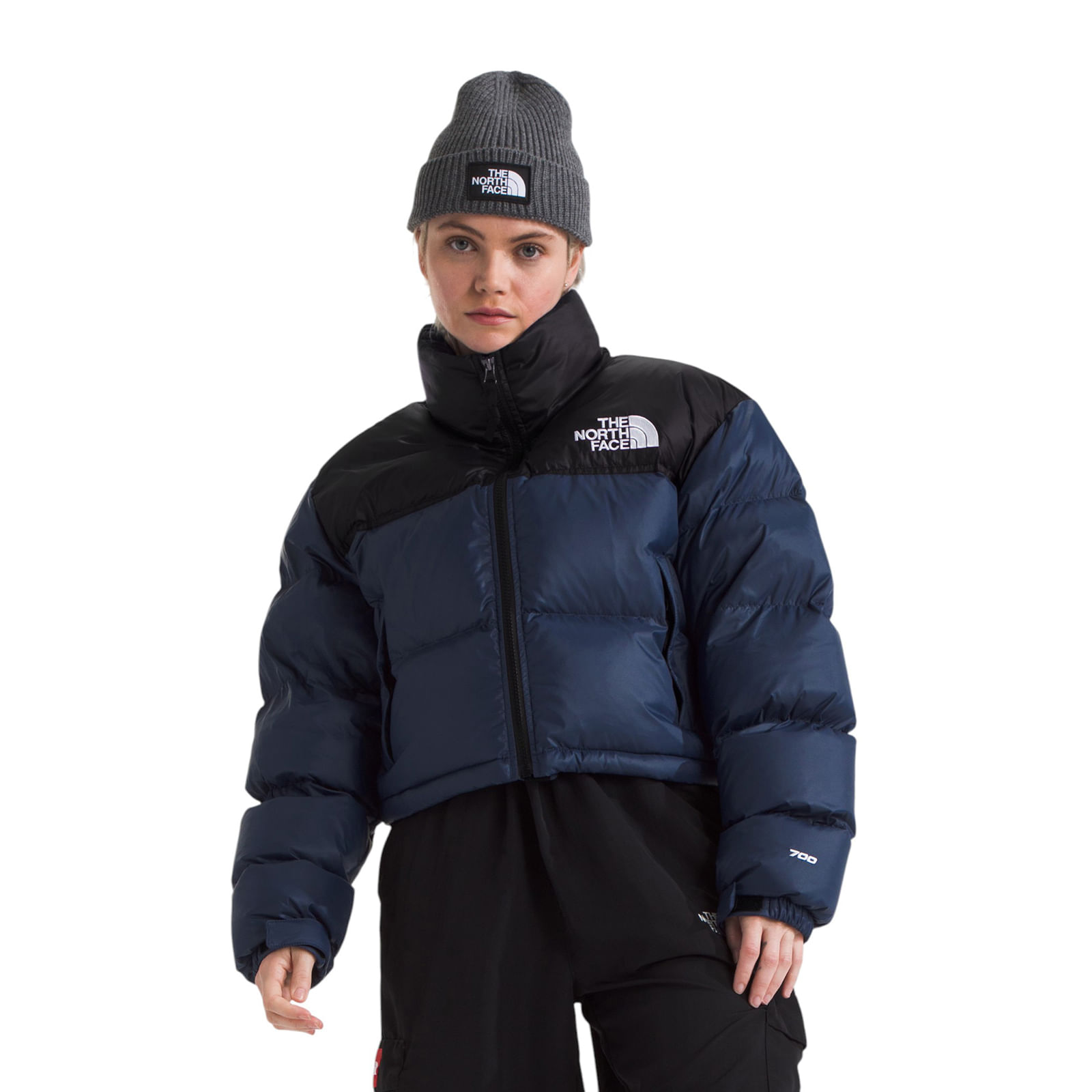The-North-Face-Nuptse-Short-Jacket---Women-s-Summit-Navy---TNF-Black
