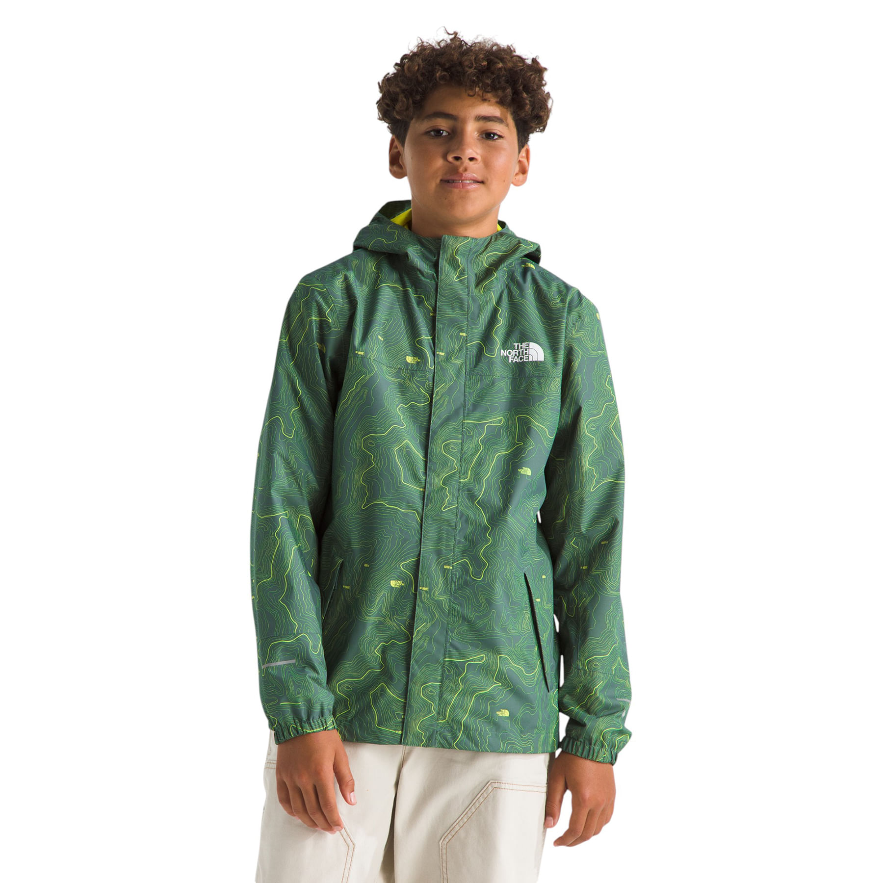 The-North-Face-Antora-Rain-Jacket---Boys--Duck-Green-TNF-Topo-Print