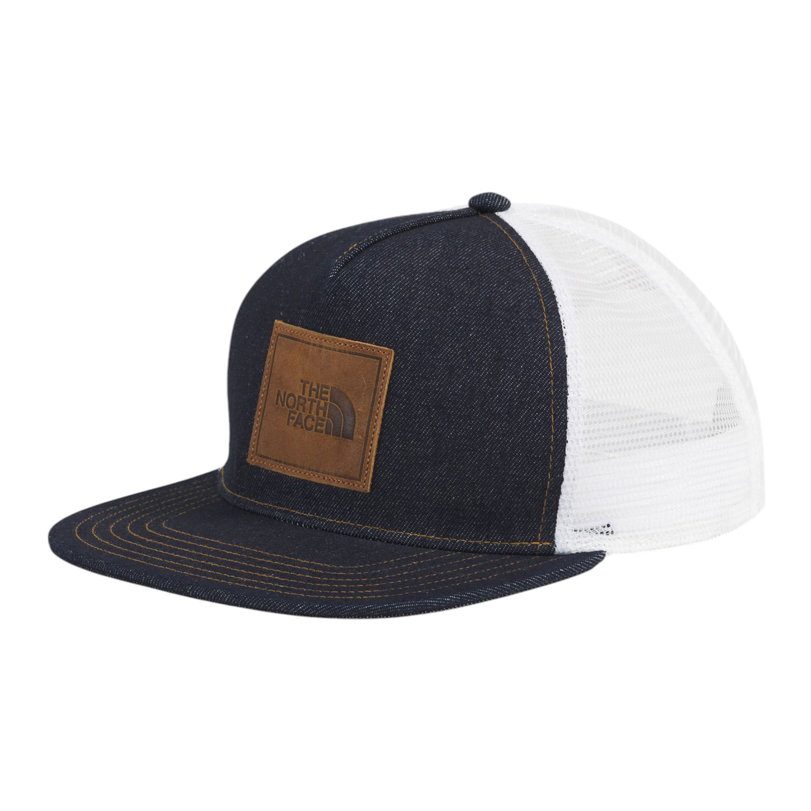 The-North-Face-Half-Dome-Trucker-Denim---Leather-Patch