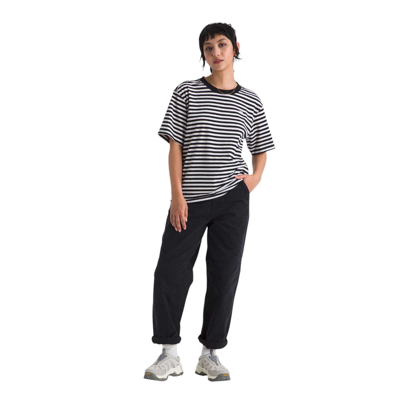 The-North-Face-TNF-Short-Sleeve-Shirt---Women-s-TNF-Black---White-Dune