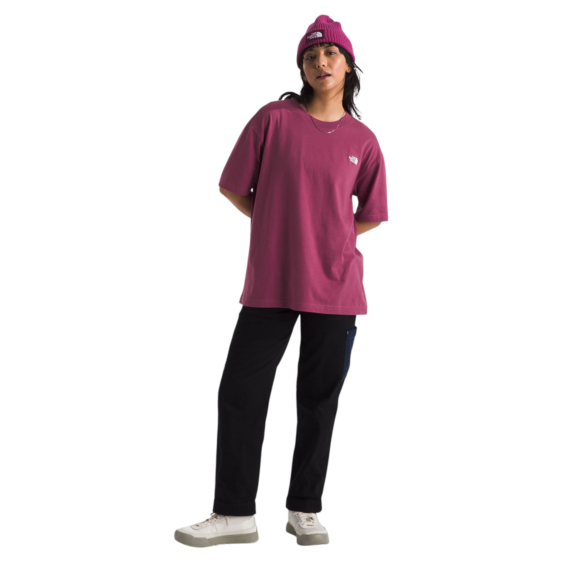 The-North-Face-Short-Sleeve-Evolution-Oversized-Tee---Women-s-Cyber-Berry