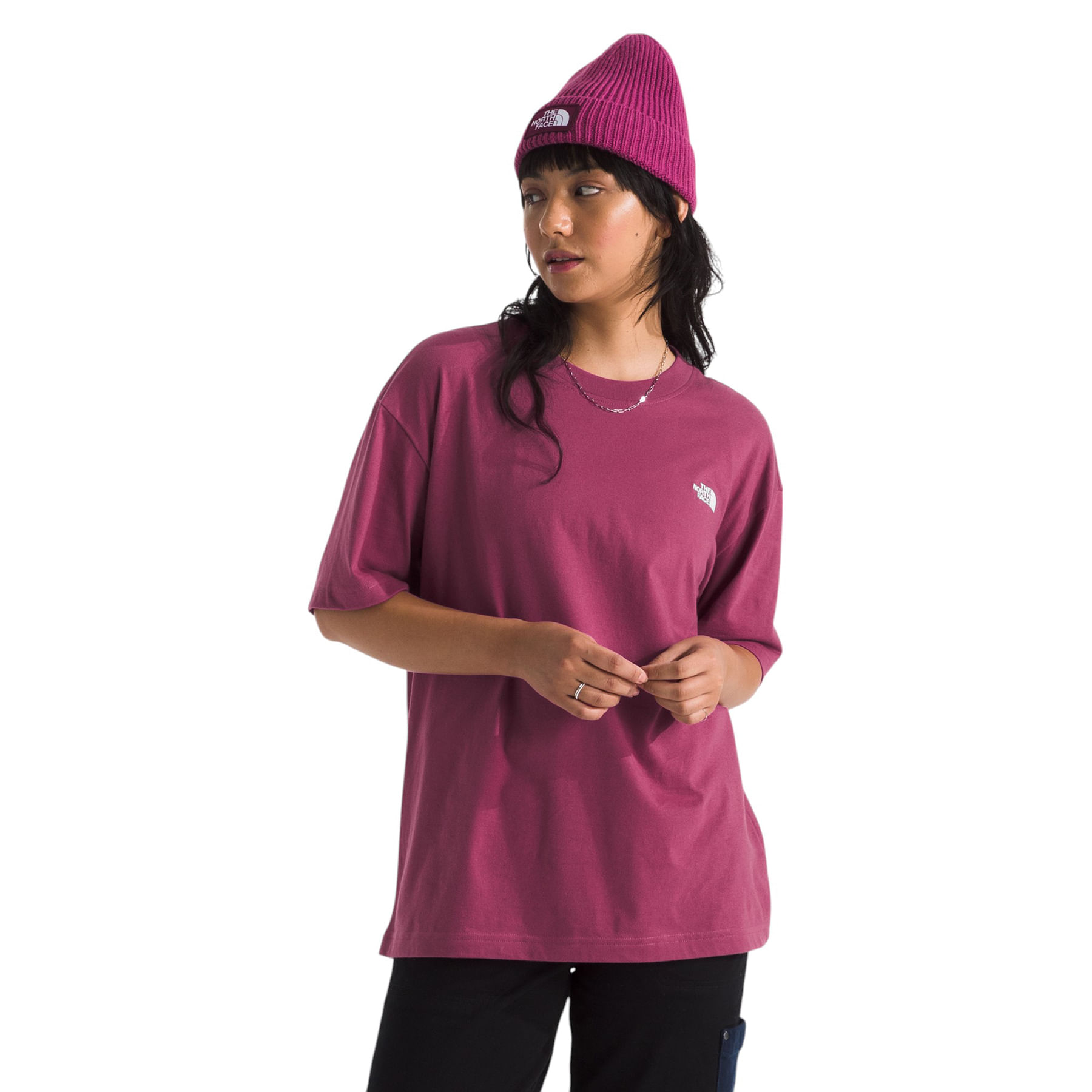 The-North-Face-Short-Sleeve-Evolution-Oversized-Tee---Women-s-Cyber-Berry