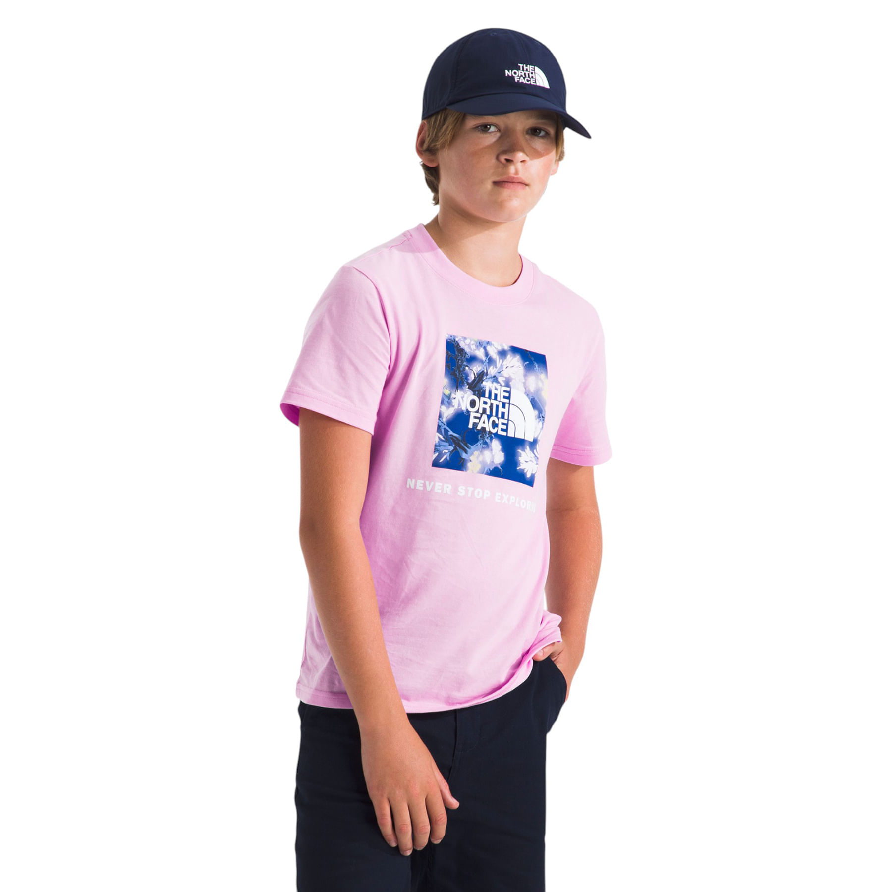 The-North-Face-Box-NSE-Short-Sleeve-Tee---Youth-Cyber-Pink