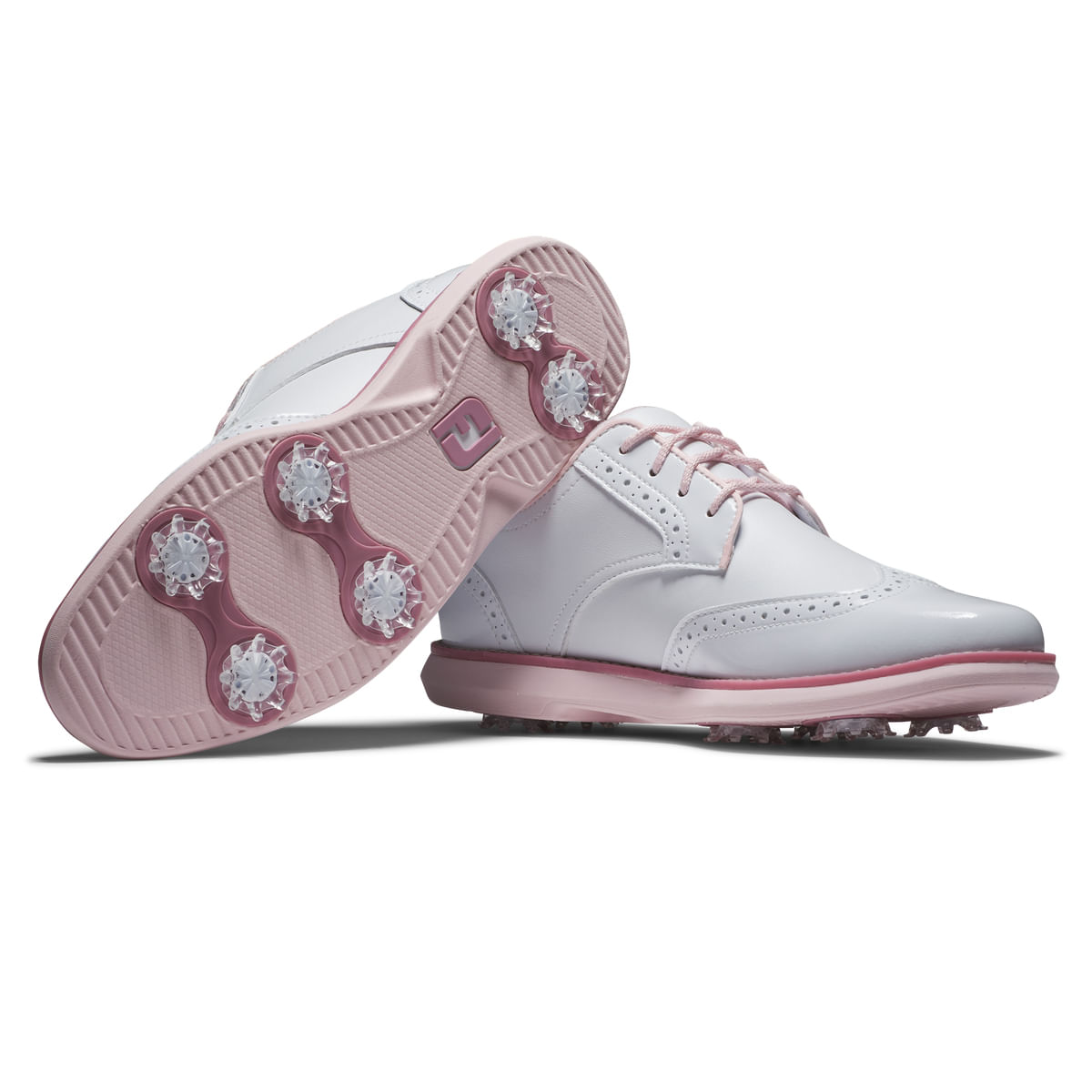 FootJoy-Traditions-Wing-Tip-Golf-Shoe---Women-s-White---Pink