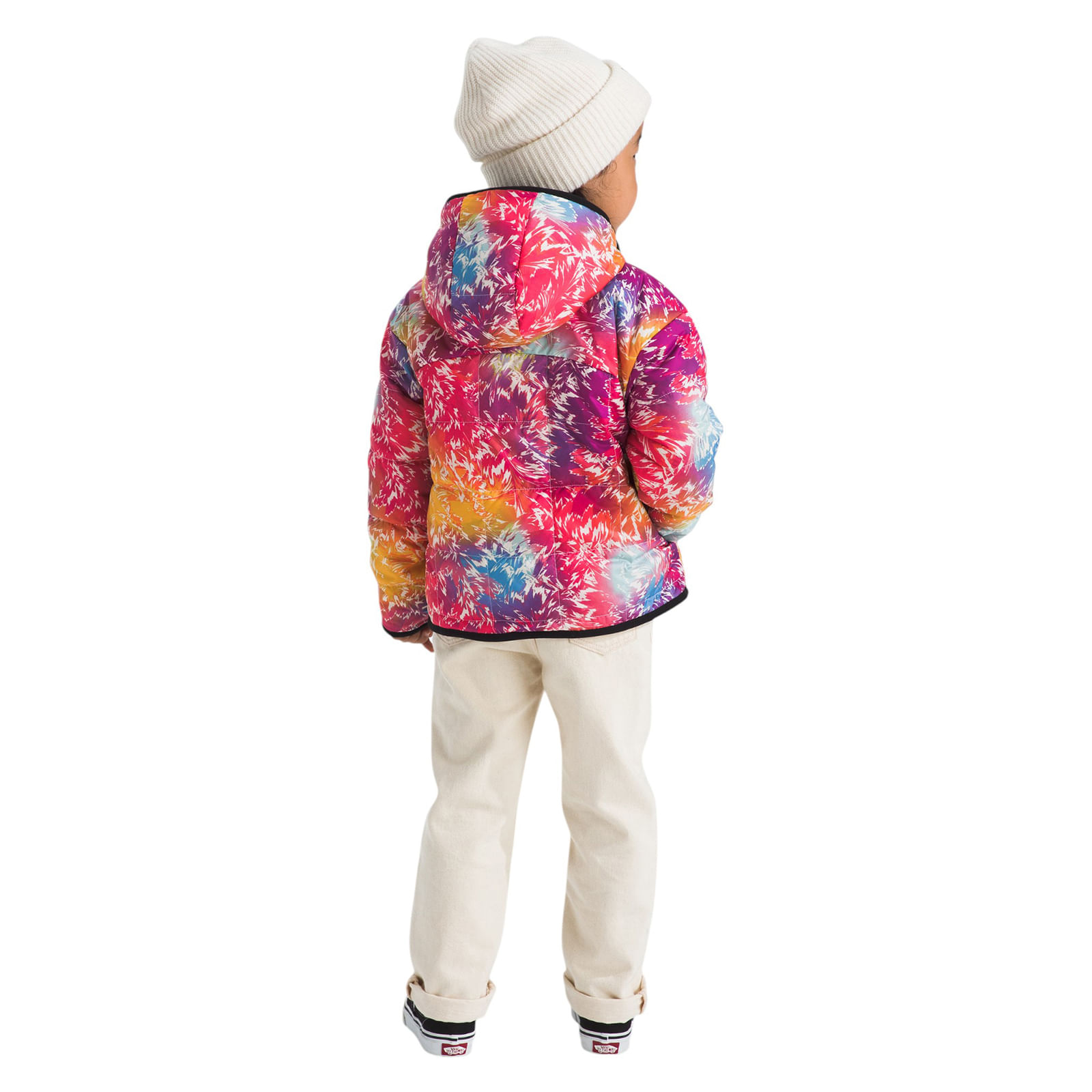 The-North-Face-Reversible-Shasta-Full-Zip-Hooded-Jacket---Girls--Radiant-Poppy-Blowing-Wind-Print