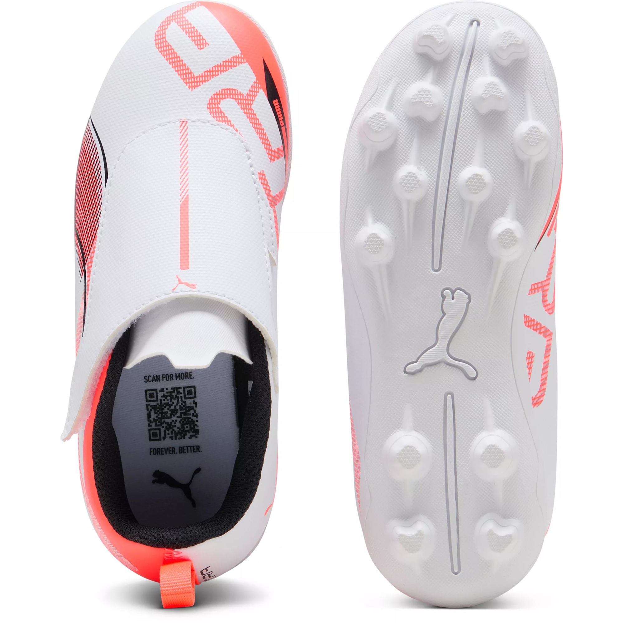 Puma-Ultra-5-Play-Rb-Firm-Ground-Artificial-Ground-Cleat---Youth-PUMA-White---PUMA-Black---Glowing-Red