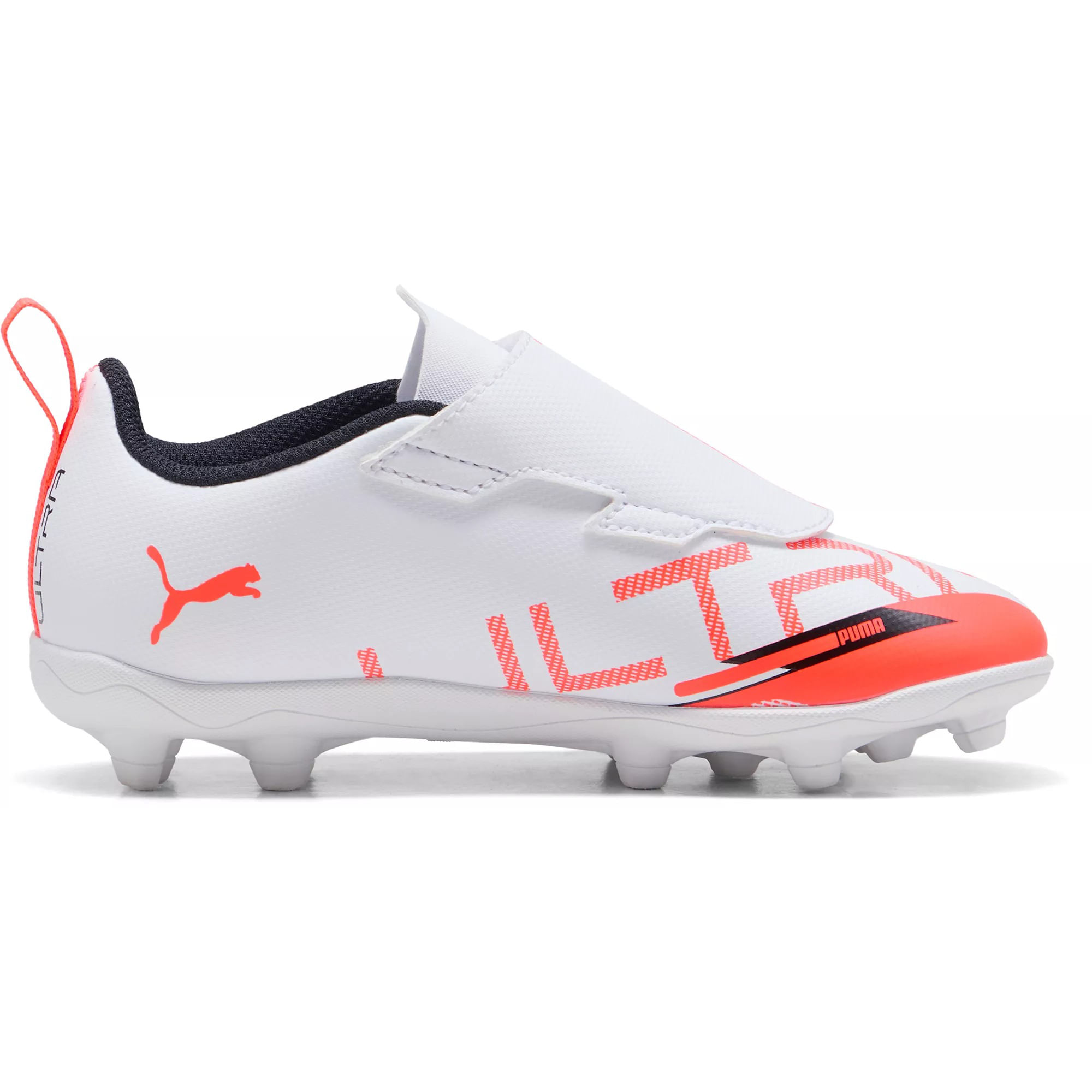 Puma-Ultra-5-Play-Rb-Firm-Ground-Artificial-Ground-Cleat---Youth-PUMA-White---PUMA-Black---Glowing-Red