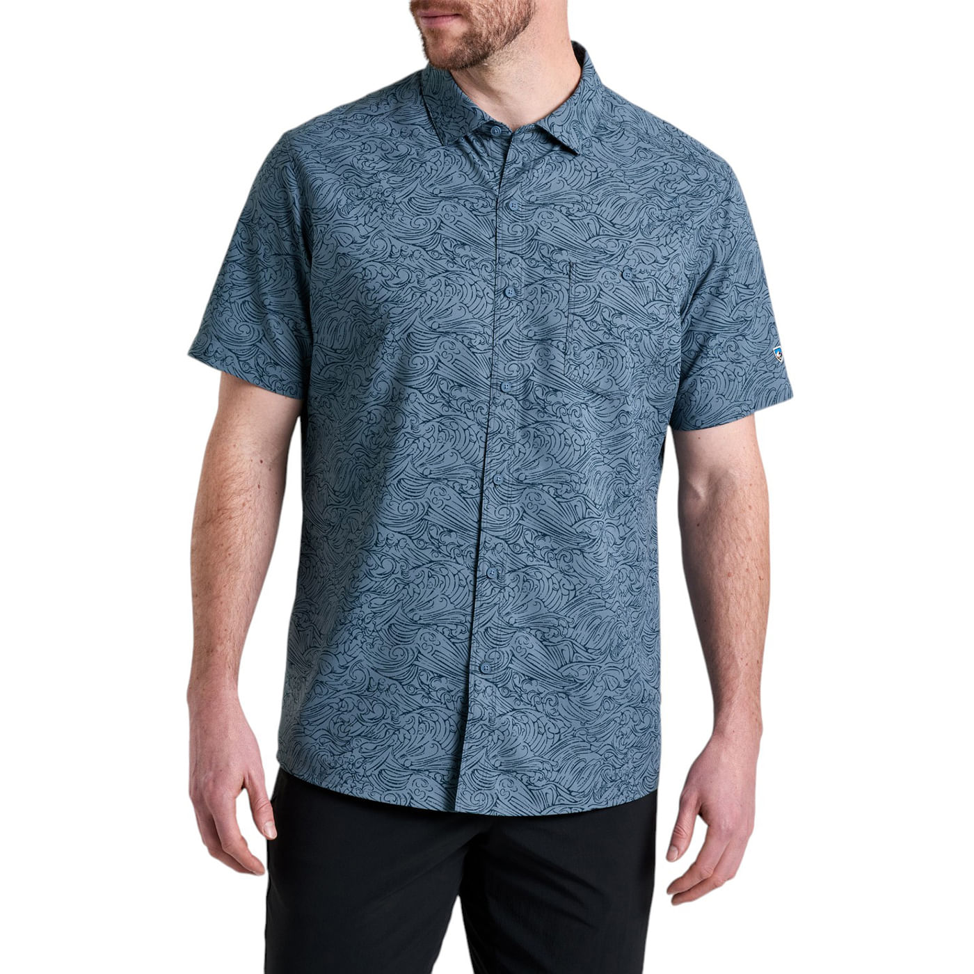 KUHL-Persuadr-Short-Sleeve-Shirt---Men-s-Blue-Steel