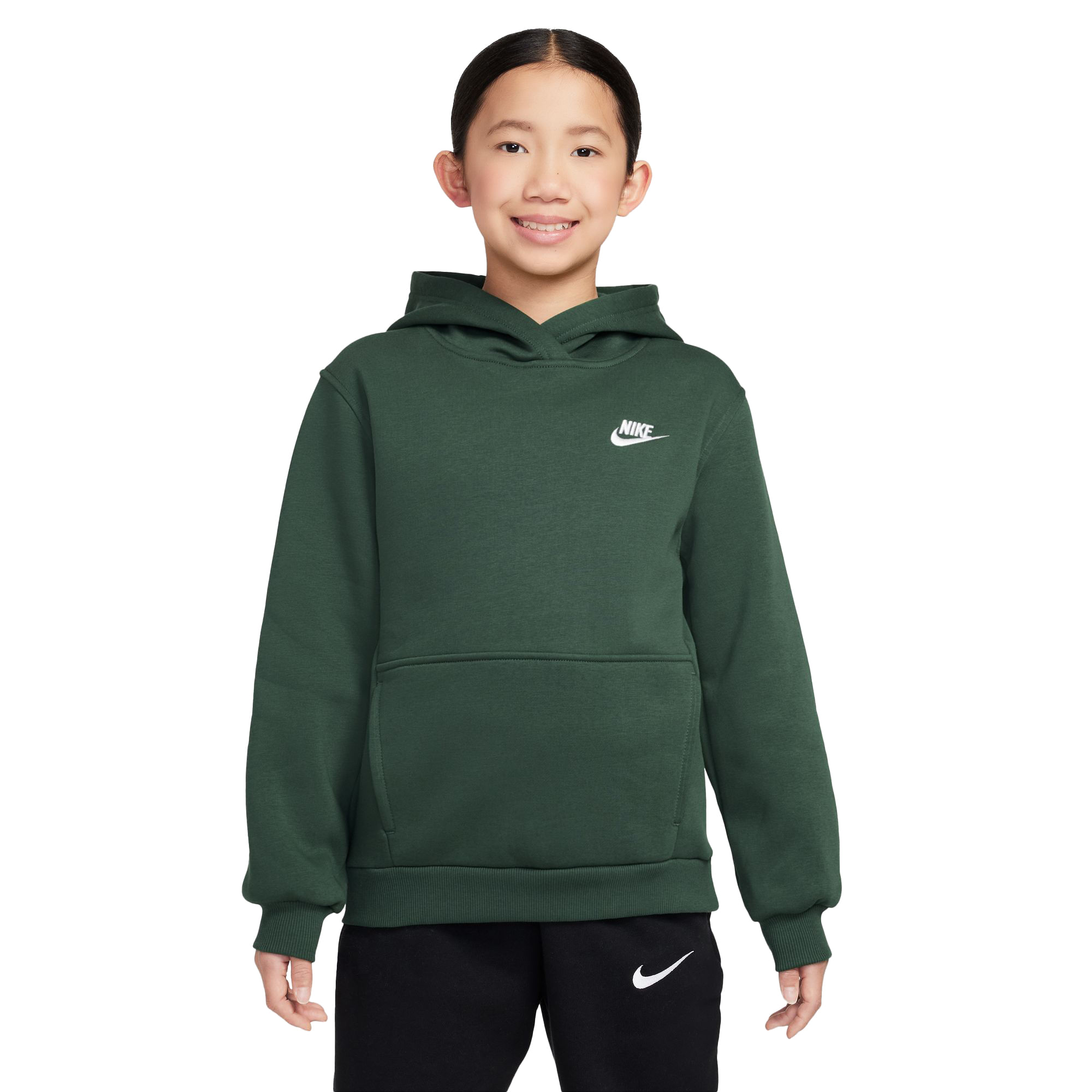 Nike-Sportswear-Club-Fleece-Pullover-Hoodie---Youth-Fir---White