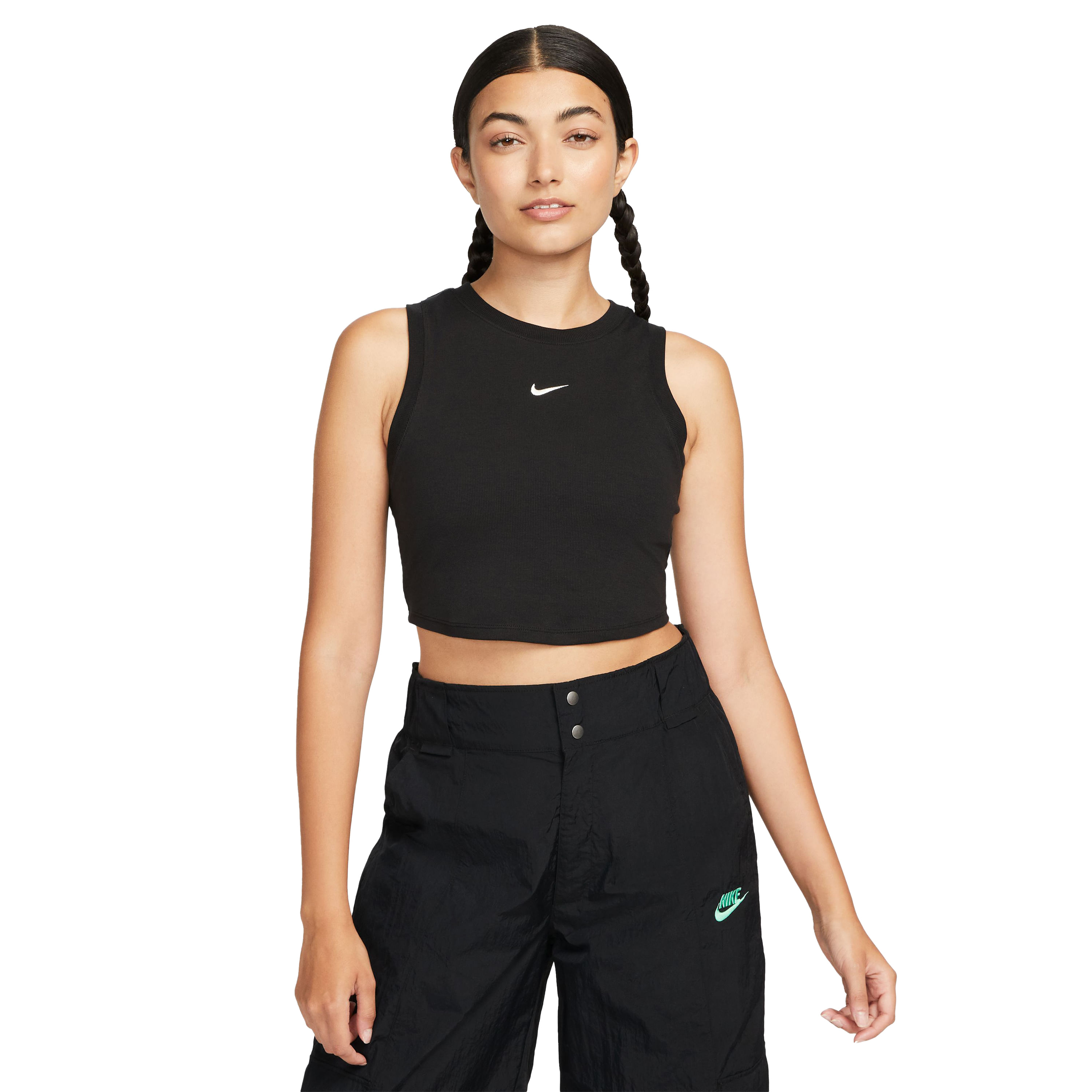 Nike-Sportswear-Chill-Knit-Tight-Cropped-Mini-Rib-Tank-Top---Women-s-Black---Sail