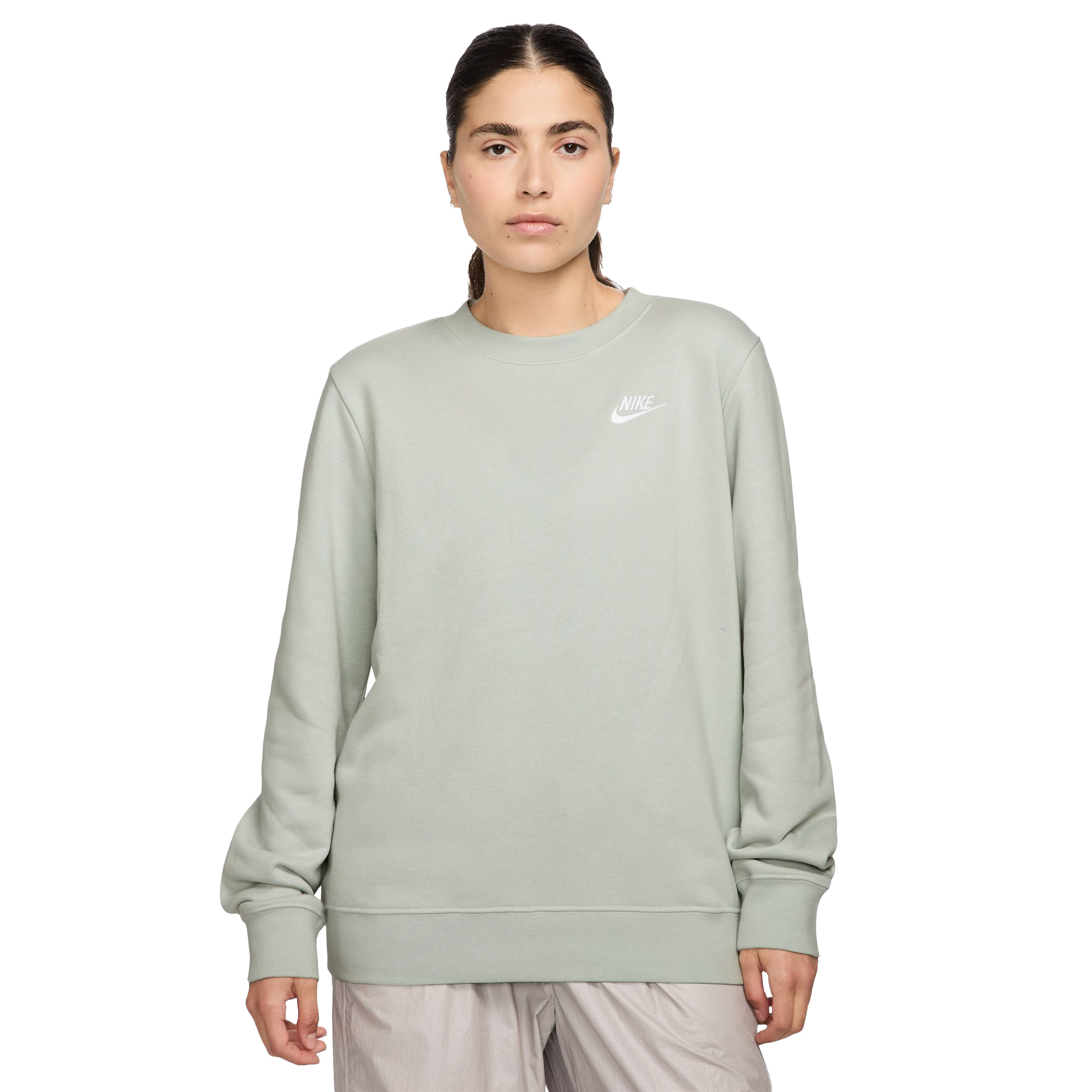 Nike-Sportswear-Club-Fleece-Crew-Neck-Sweatshirt-Light-Silverer---White