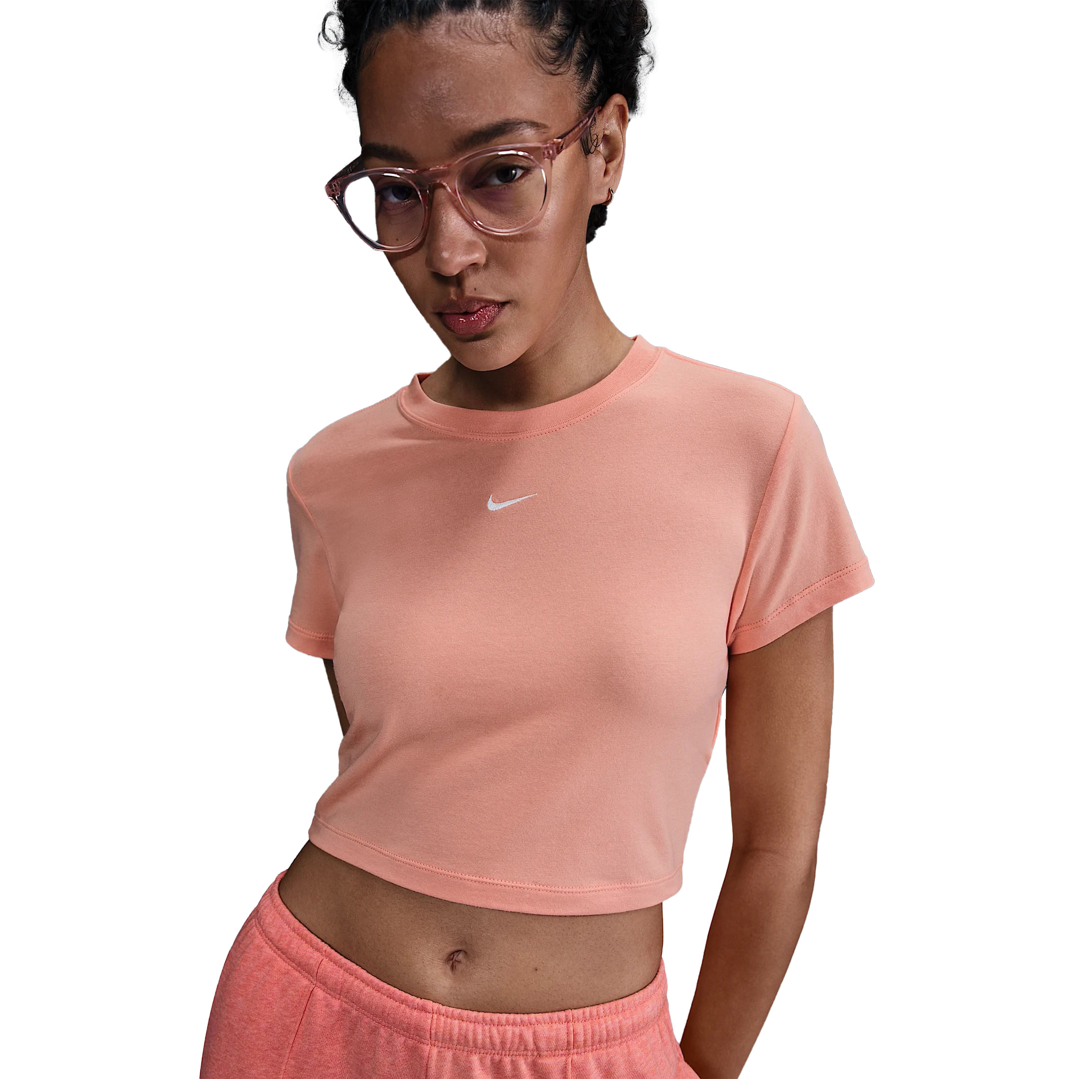 Nike-Sportswear-Chill-Knit-Cropped-T-Shirt---Women-s-Apricot-Agate---Sail