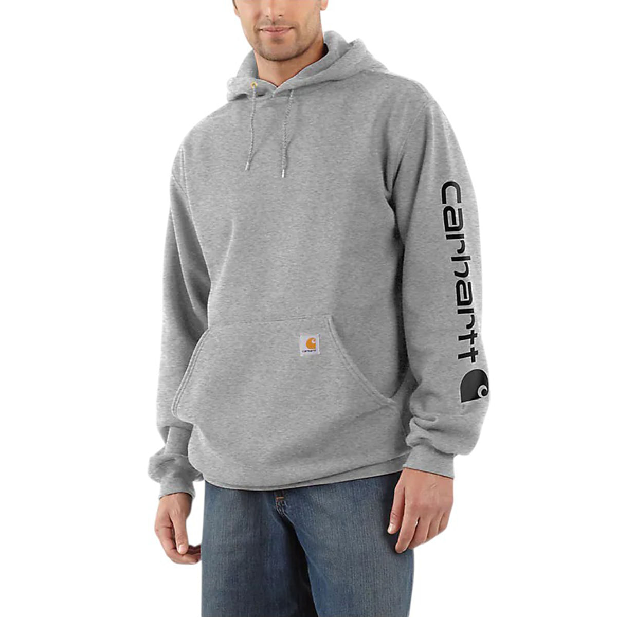 Carhartt-Loose-fit-Midweight-Logo-Sleeve-Hoodie---Men-s-Heather-Gray---Black