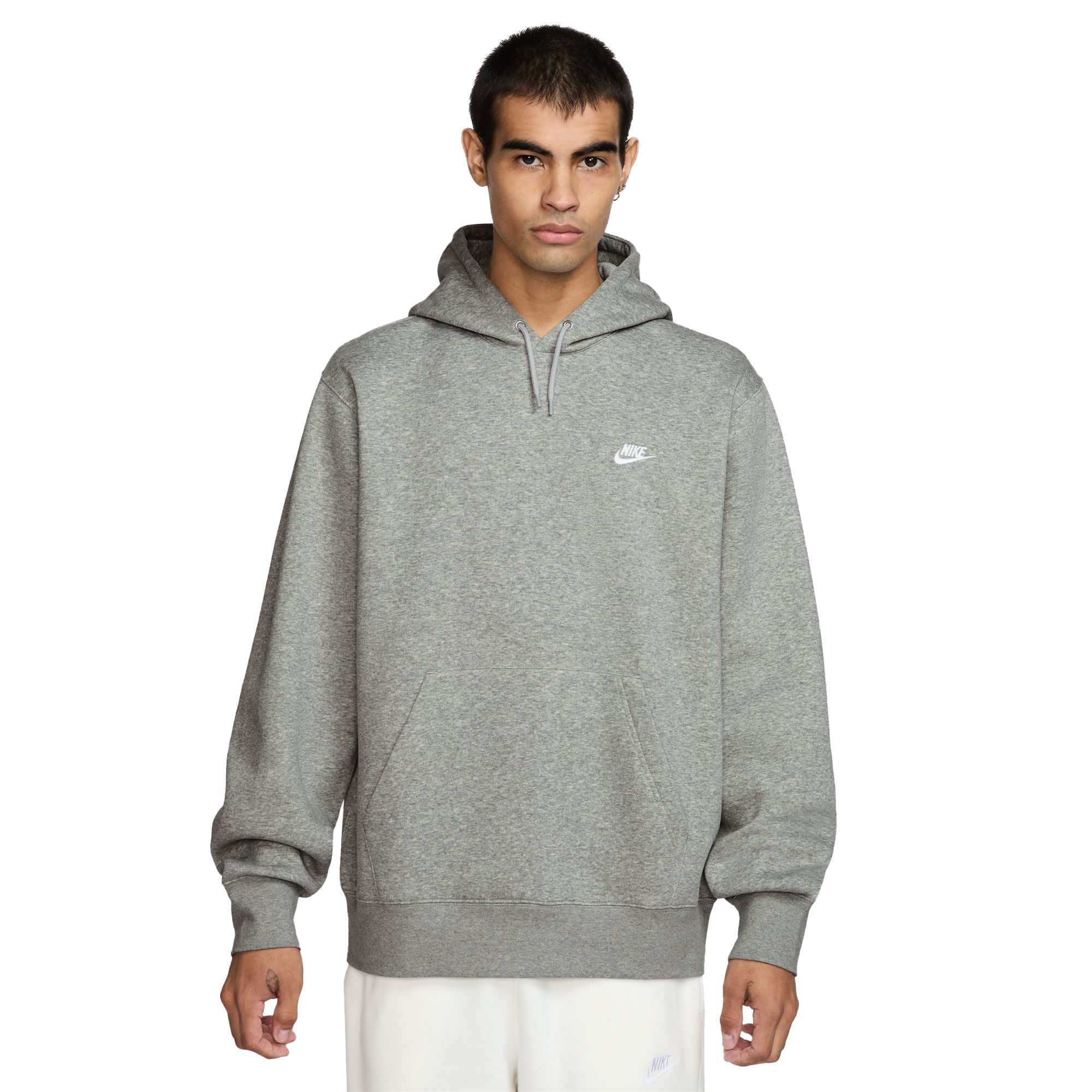 Nike-Club-Pullover-Fleece-Hoodie---Men-s--Dark-Grey-Heather---Light-Smoke-Grey---White