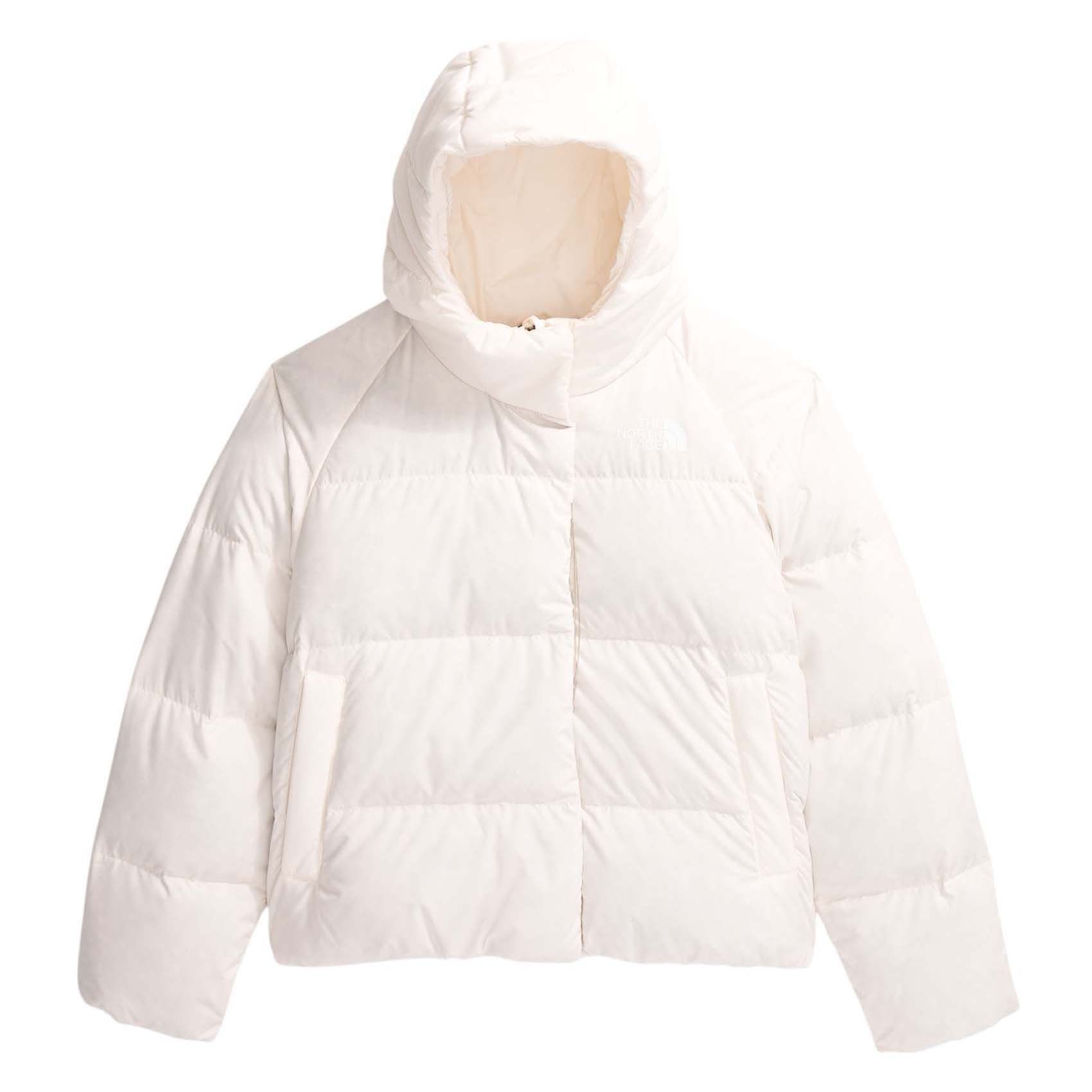 The-North-Face-North-Down-Hooded-Jacket---Girls--White-Dune