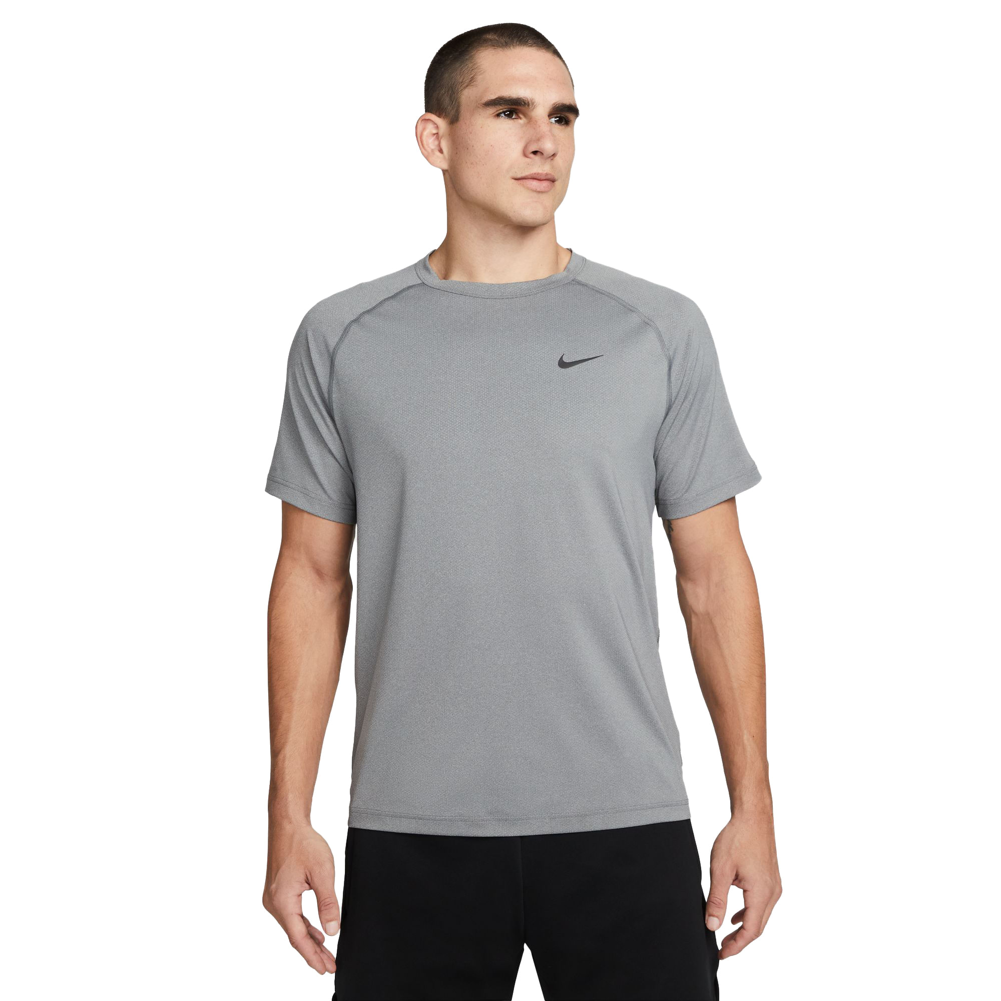 Nike-Ready-Dri-FIT-Short-Sleeve-Fitness-Shirt---Men-s-Smoke-Grey---Heather---Black