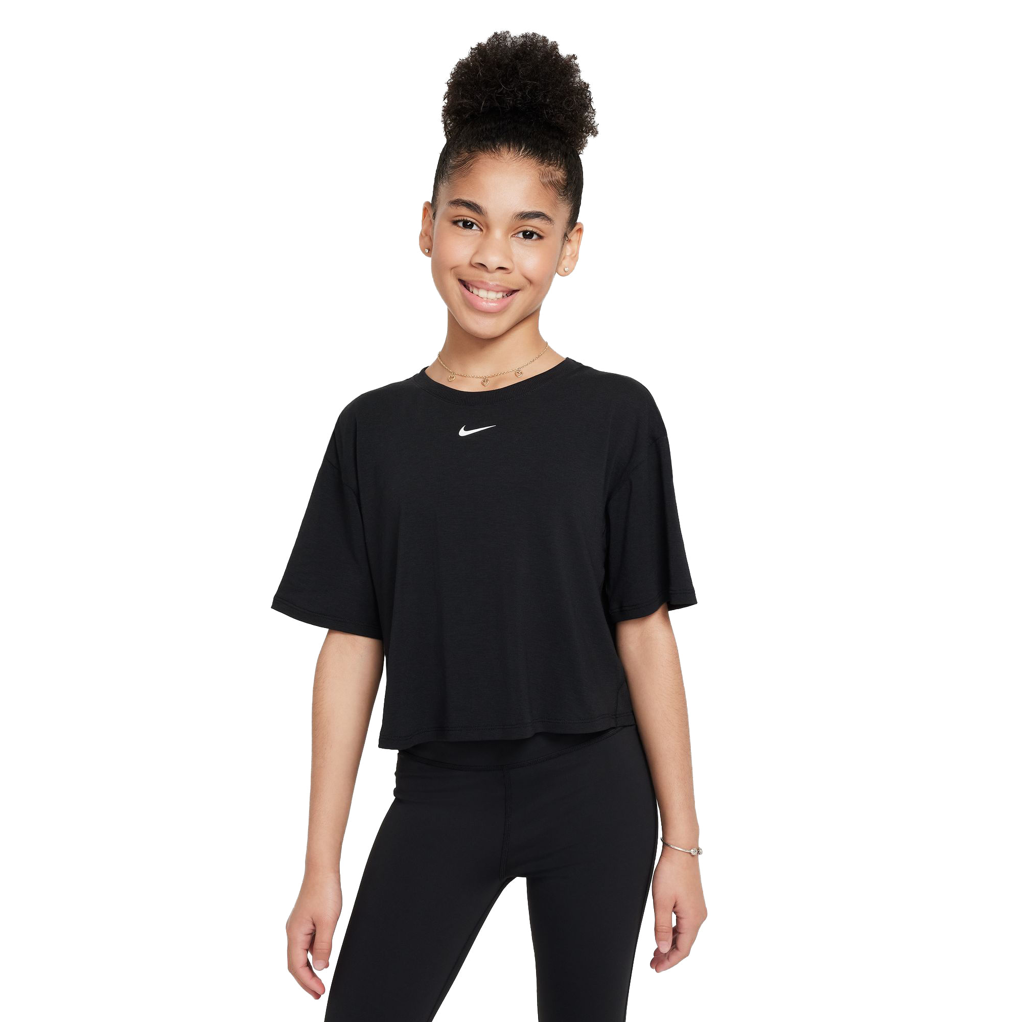 Nike-One-Relaxed-Dri-FIT-Short-Sleeve-Top---Kids--Black---White