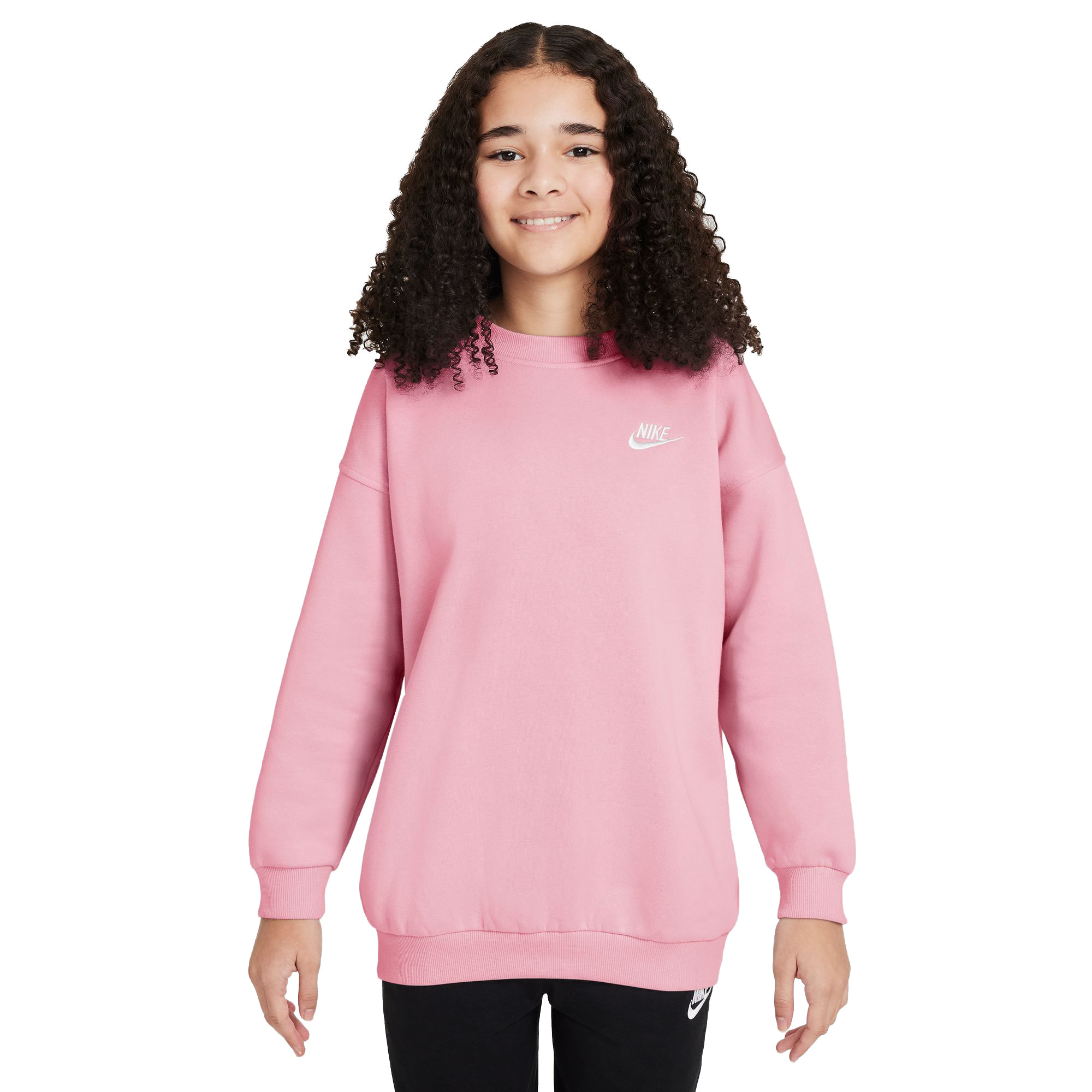 Nike-Sportswear-Club-Fleece-Oversized-Sweatshirt---Youth-Med-Soft-Pink---Med-Soft-Pink---White