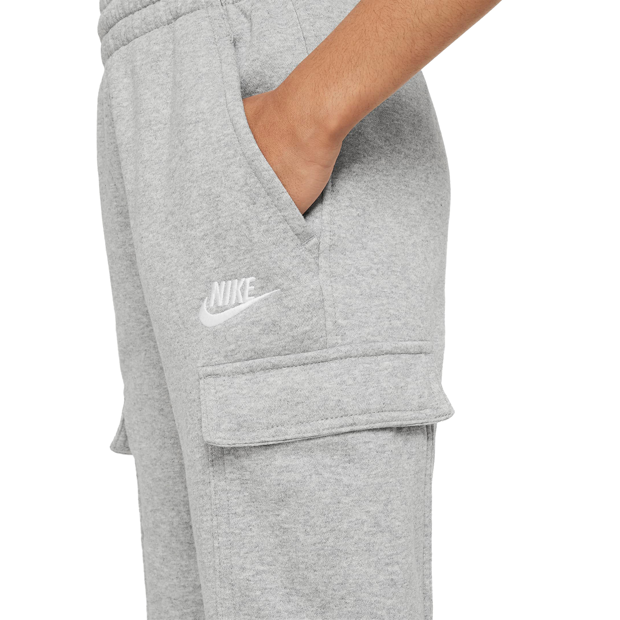 Nike-NSW-Club-Fleece-Cargo-Pant---Youth-Dark-Grey-Heather---Base-Grey---White
