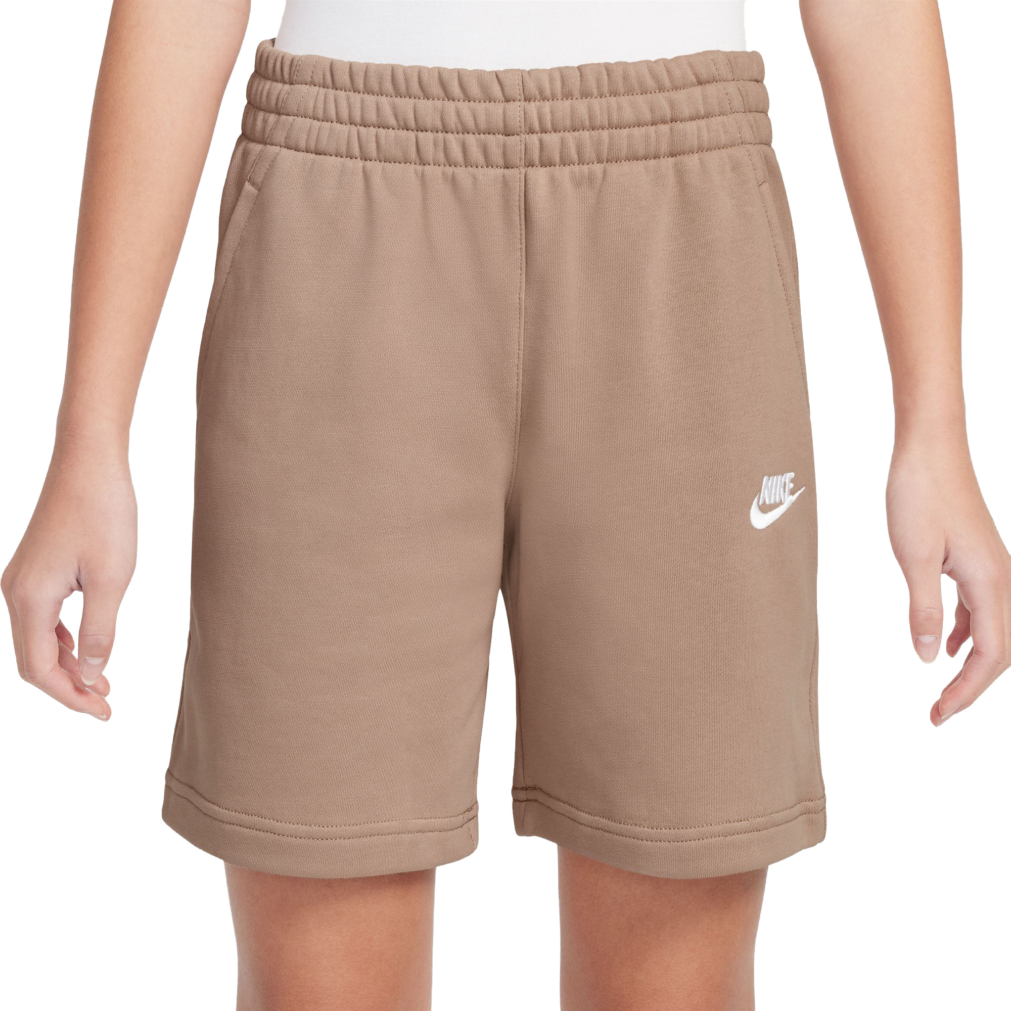 Nike-Sportswear-Club-Fleece-French-Terry-Short---Youth-Hemp---White