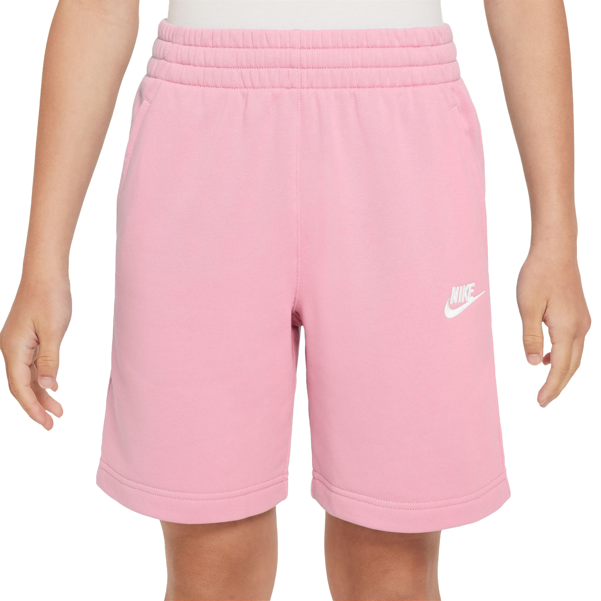 Nike-Sportswear-Club-Fleece-French-Terry-Short---Youth-Med-Soft-Pink---White
