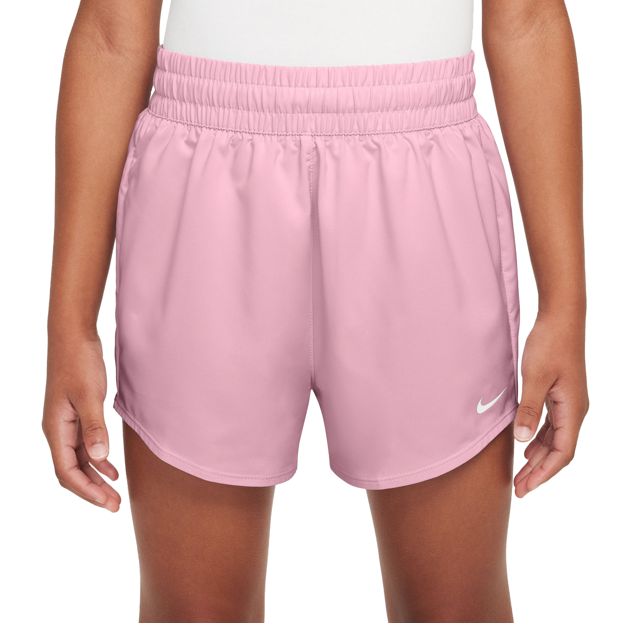 Nike-One-Dri-FIT-High-Waisted-Woven-Training-Shorts---Girls--Med-Soft-Pink---White