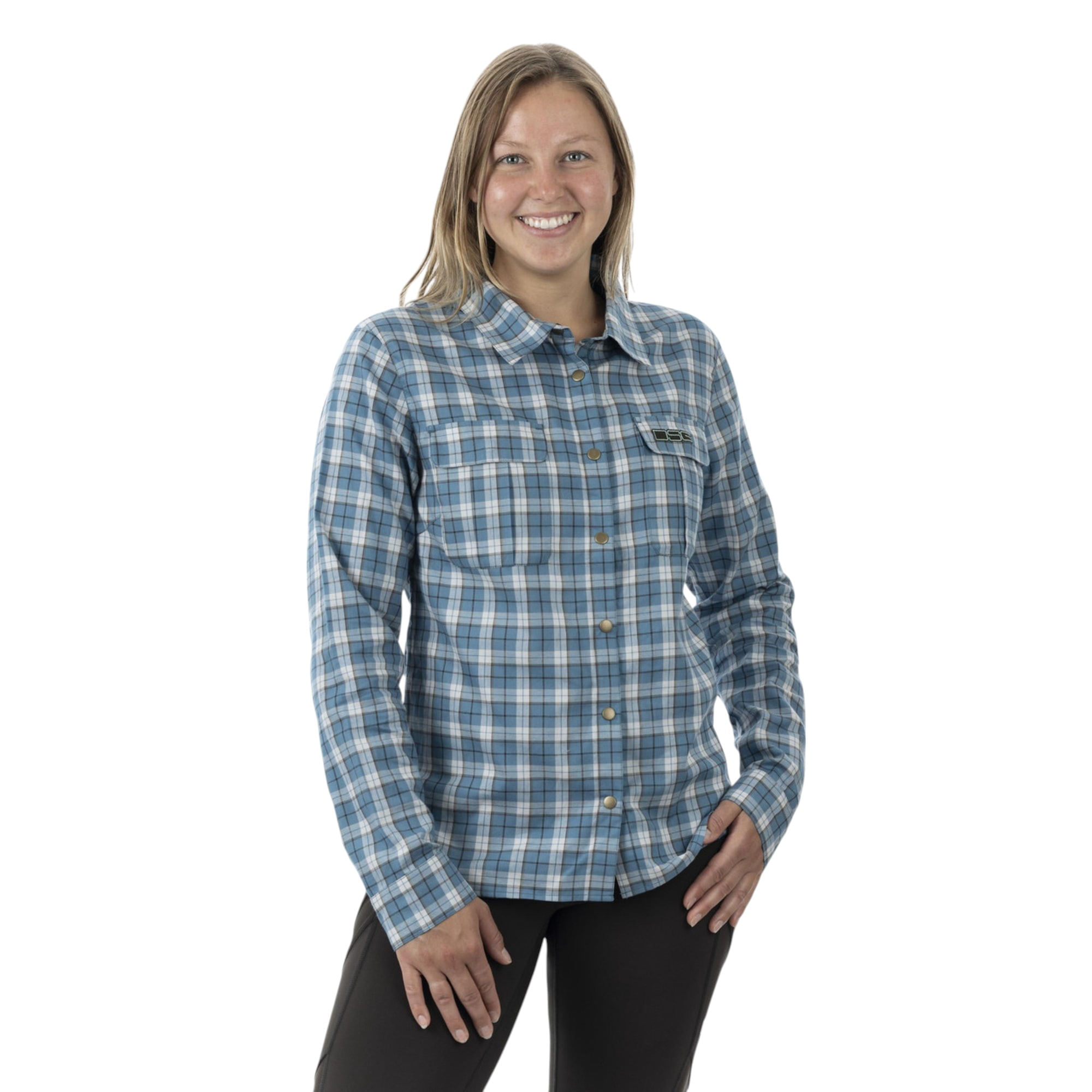 DSG-Outerwear-Plaid-Button-Down-Shirt---Women-s-Steel-Blue-Plaid