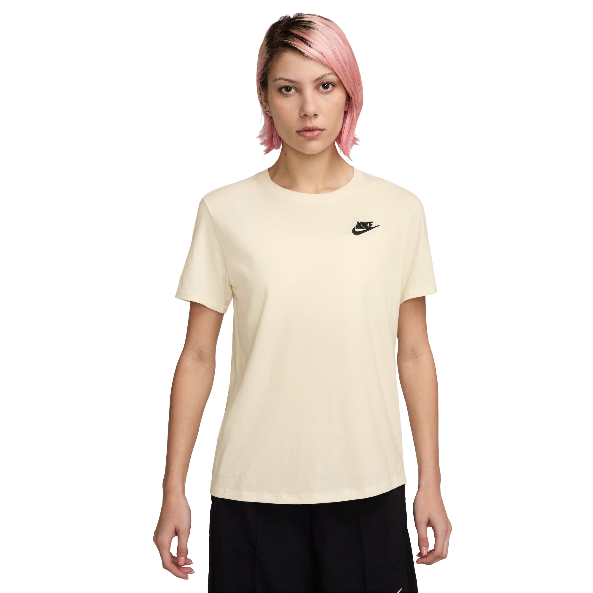 Nike-Sportswear-Club-Essentials-T-Shirt---Women-s-Pale-Ivory---Black