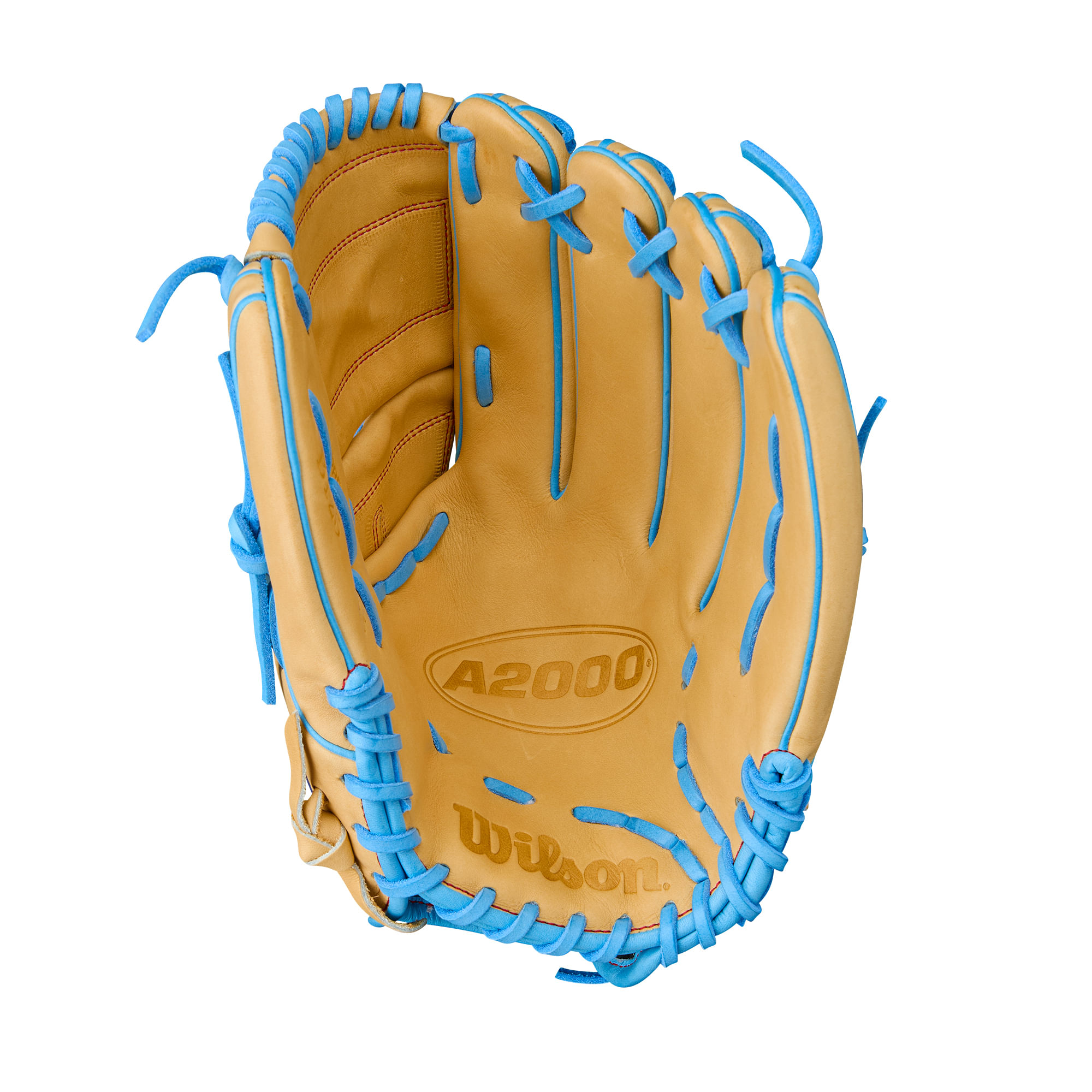 WILSON-GLOVE-A2000-SUMMER-2025-B125-Blonde---Sky-Blue---Red