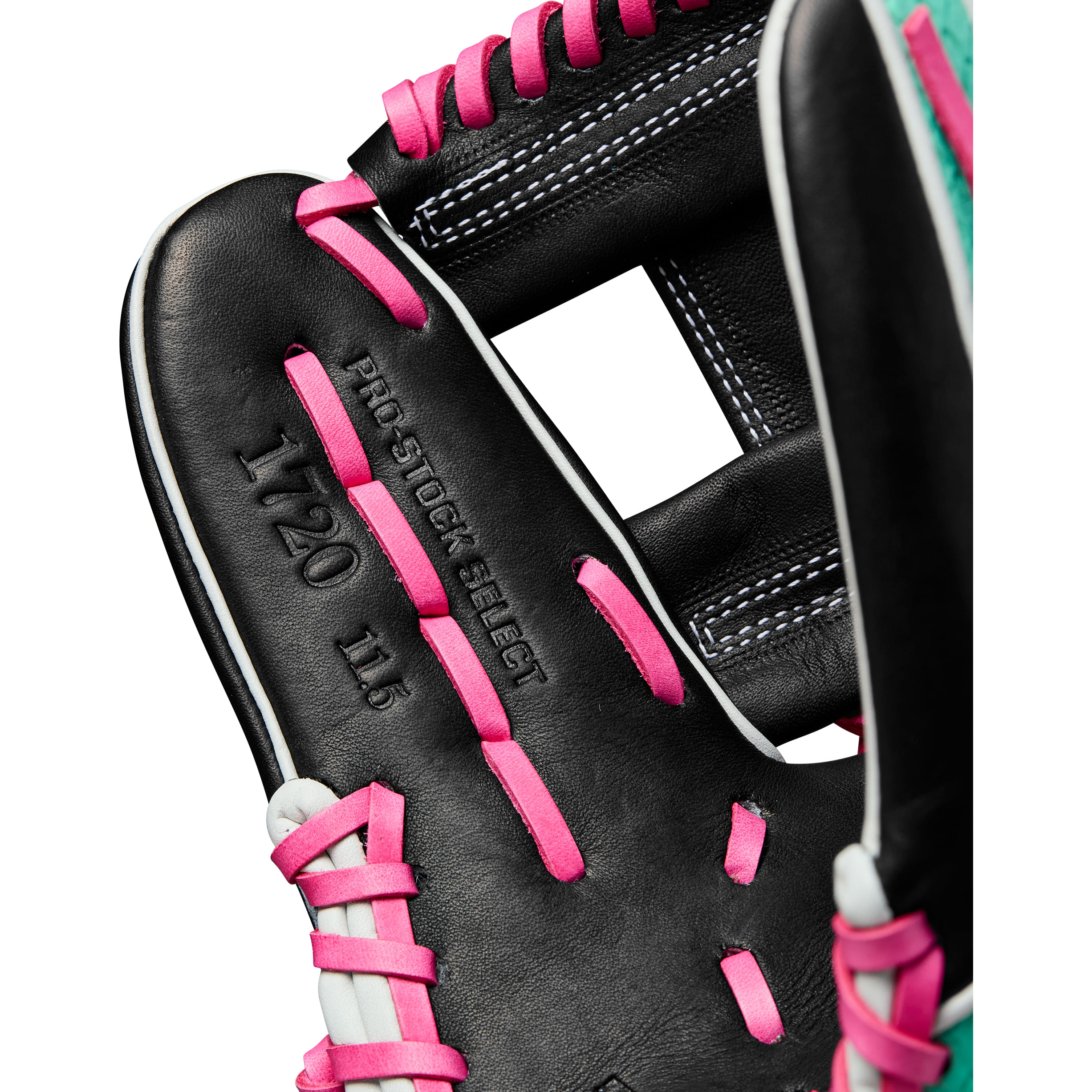 WILSON-GLOVE-A2K-SUMMER-2025-1720-Black---Seafoam-SuperSnakeSkin---Flamingo-Pink