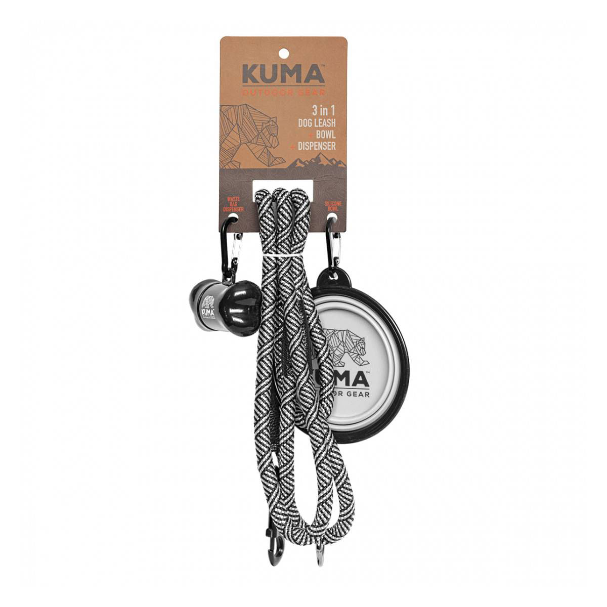 Kuma-3-in-1-Dog-Leash-White---Black