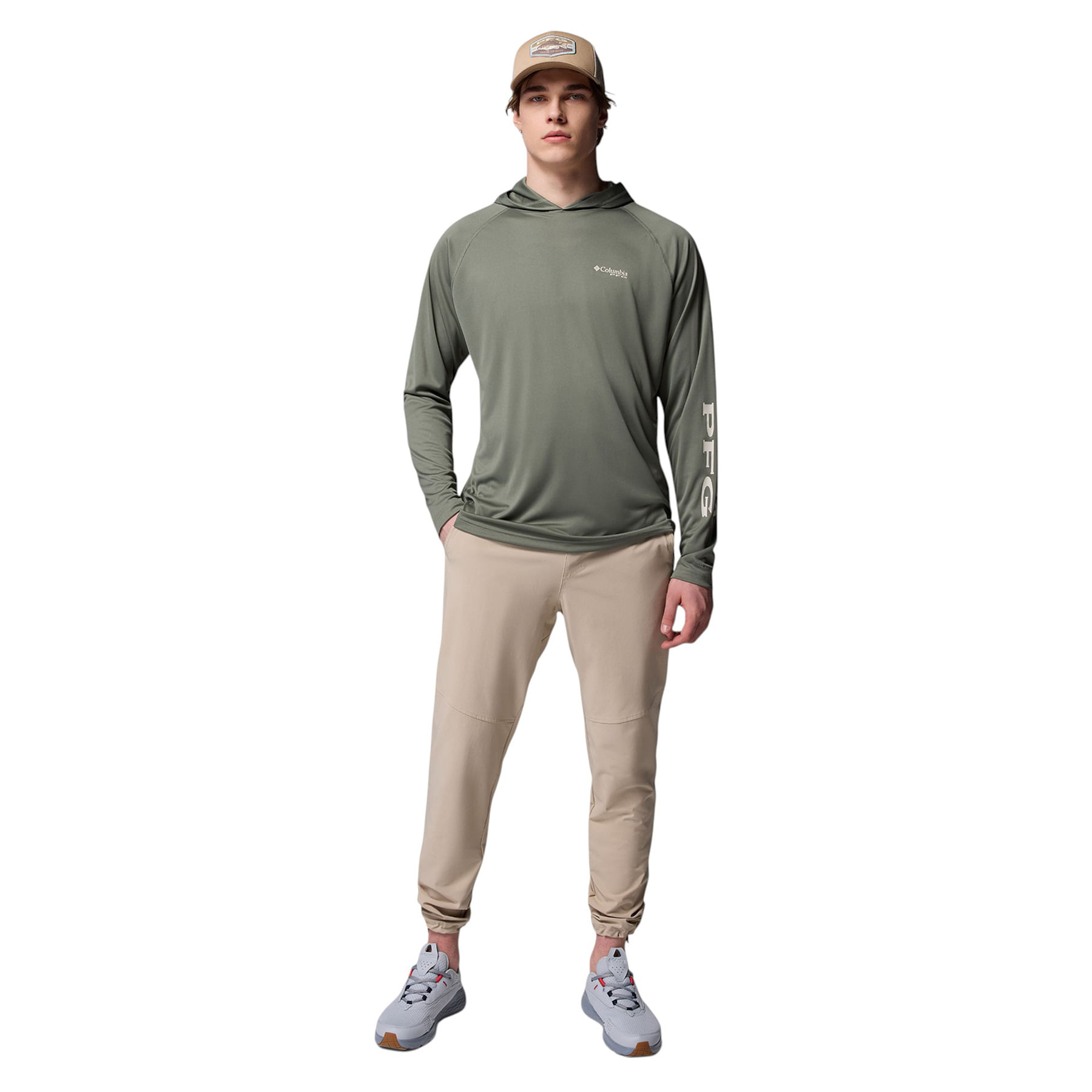 Columbia-PFG-Terminal-Tackle-Hoodie---Men-s-Cypress---Dark-Stone-Logo