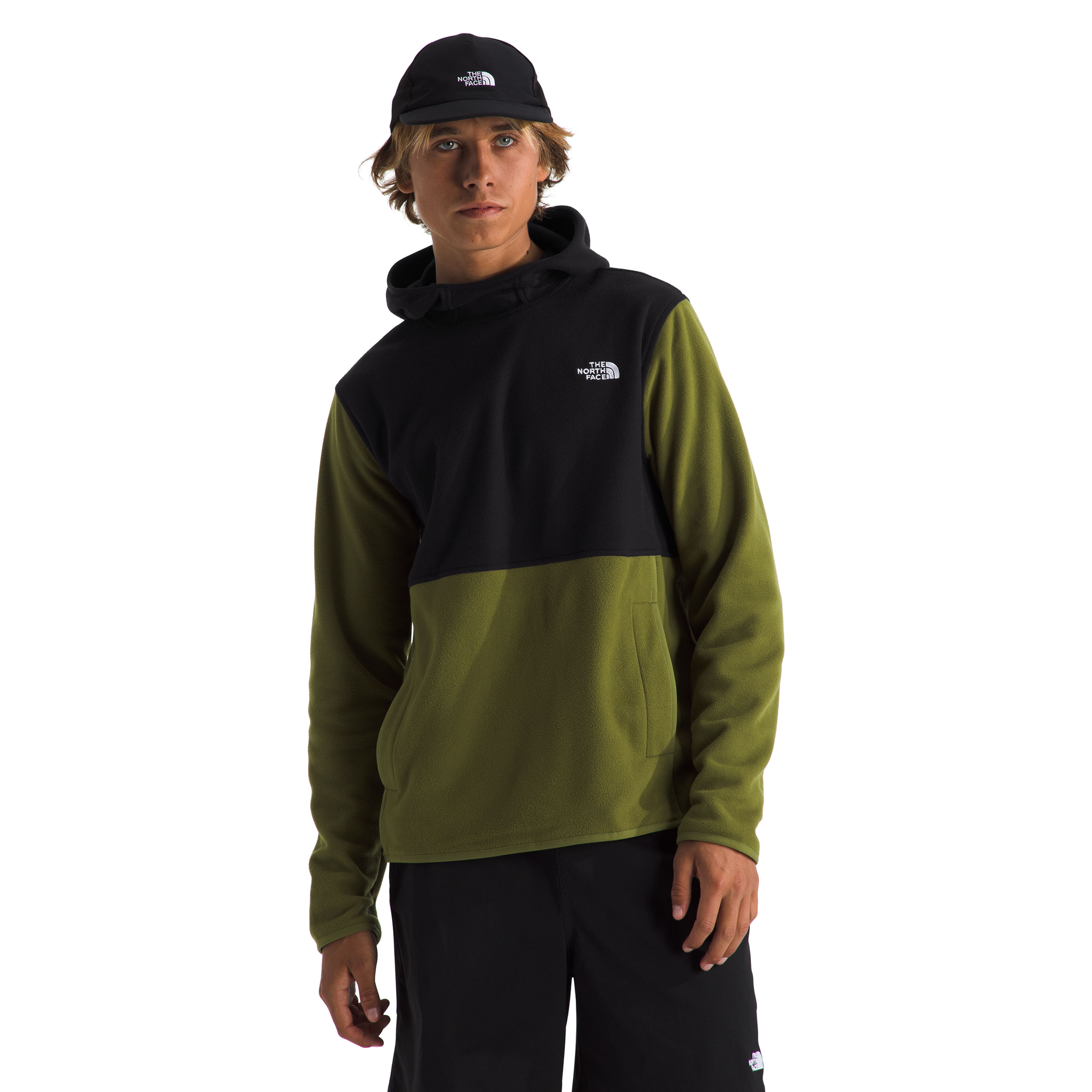 The-North-Face-Glacier-Fleece-Pullover---Men-s-Forest-Olive---TNF-Black