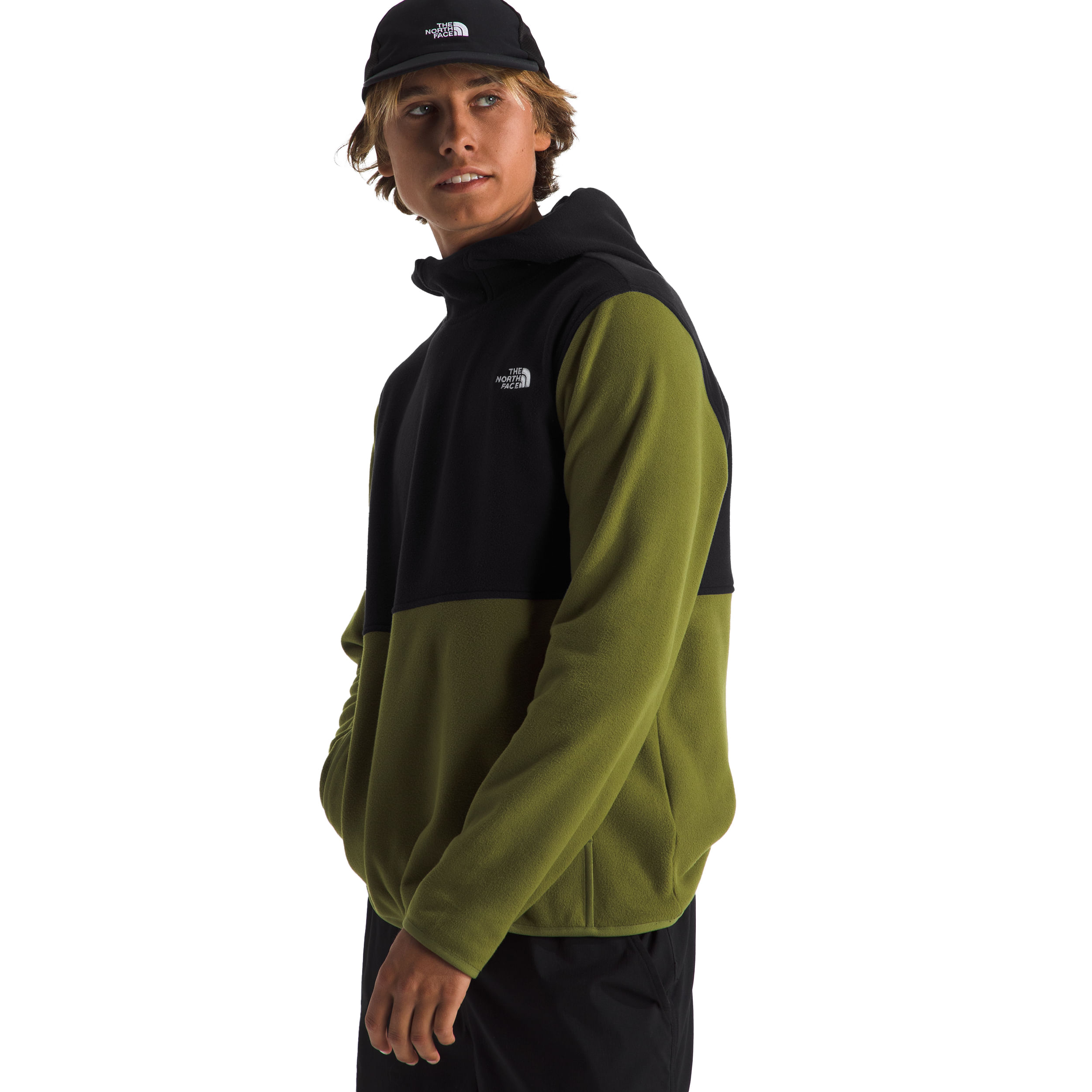 The-North-Face-Glacier-Fleece-Pullover---Men-s-Forest-Olive---TNF-Black