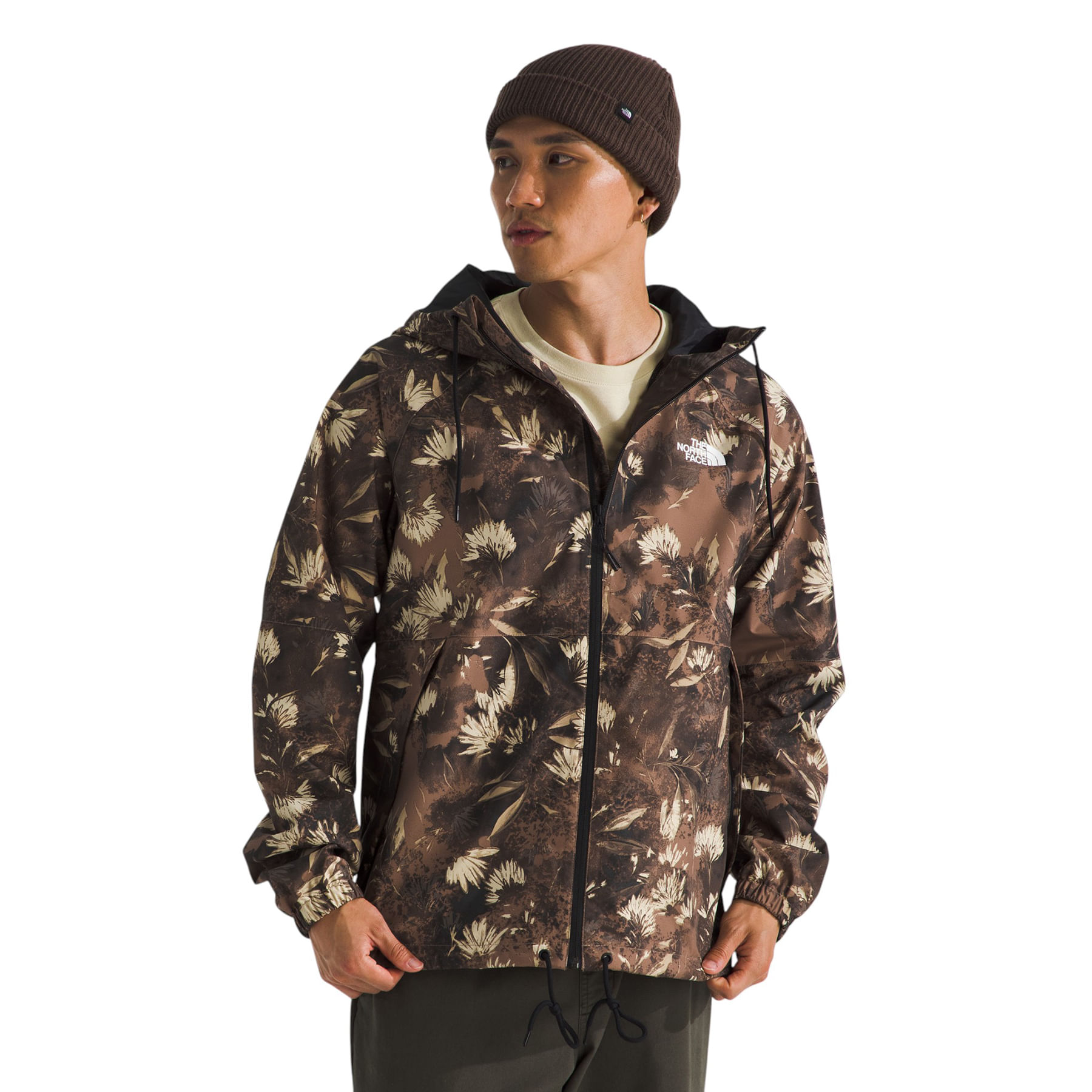 The-North-Face-Antora-Rain-Hoodie---Men-s-Latte-Prairie-Flowers-Print
