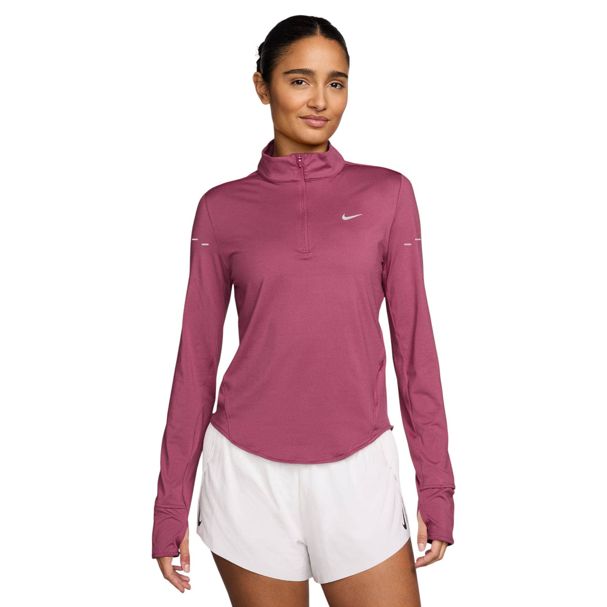 Nike-Swift-Dri-FIT-UV-1-4-Zip-Running-Top---Women-s-Sweet-Beet---Reflective-Silver