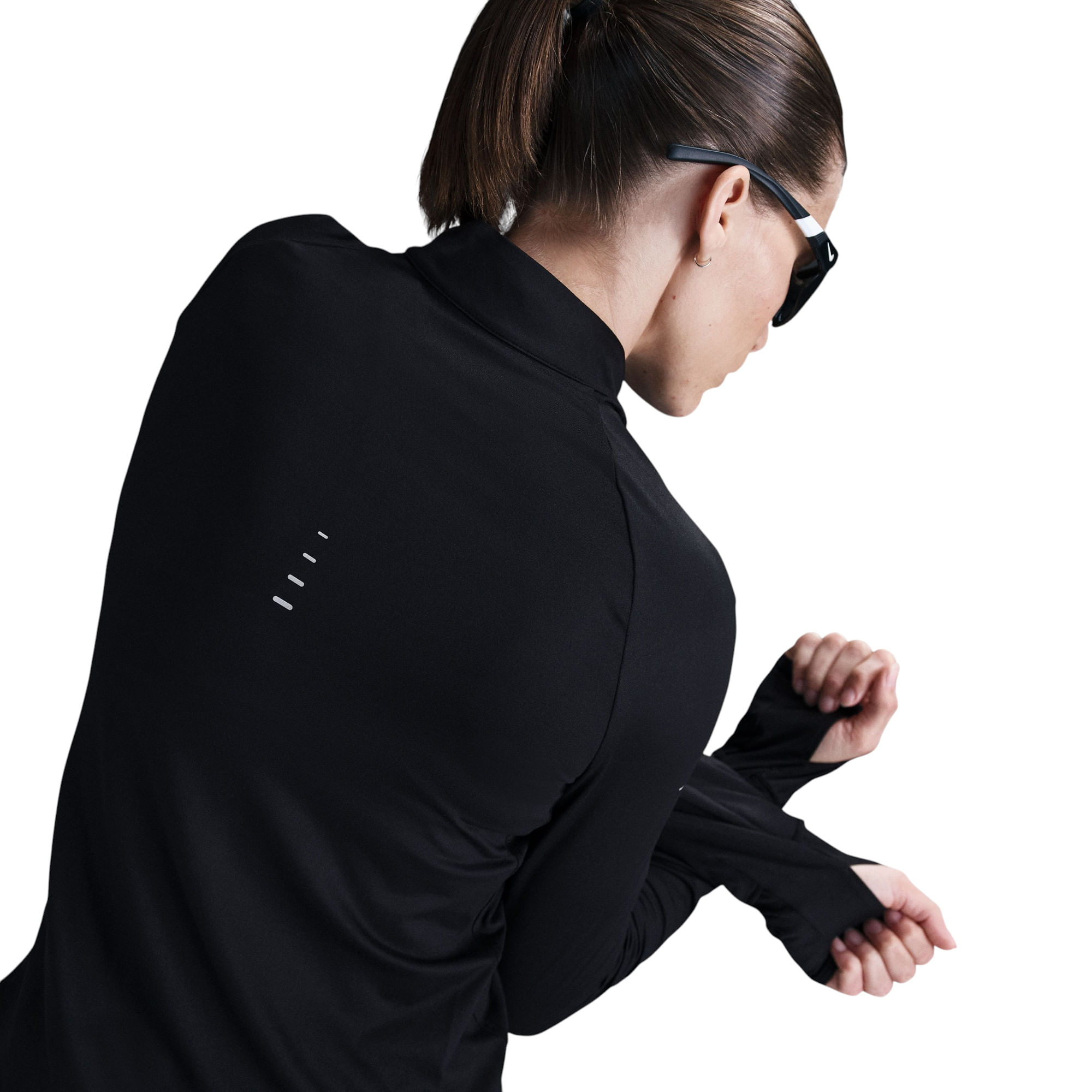 Nike-Swift-Dri-FIT-UV-1-4-Zip-Running-Top---Women-s-Black---Reflective-Silver