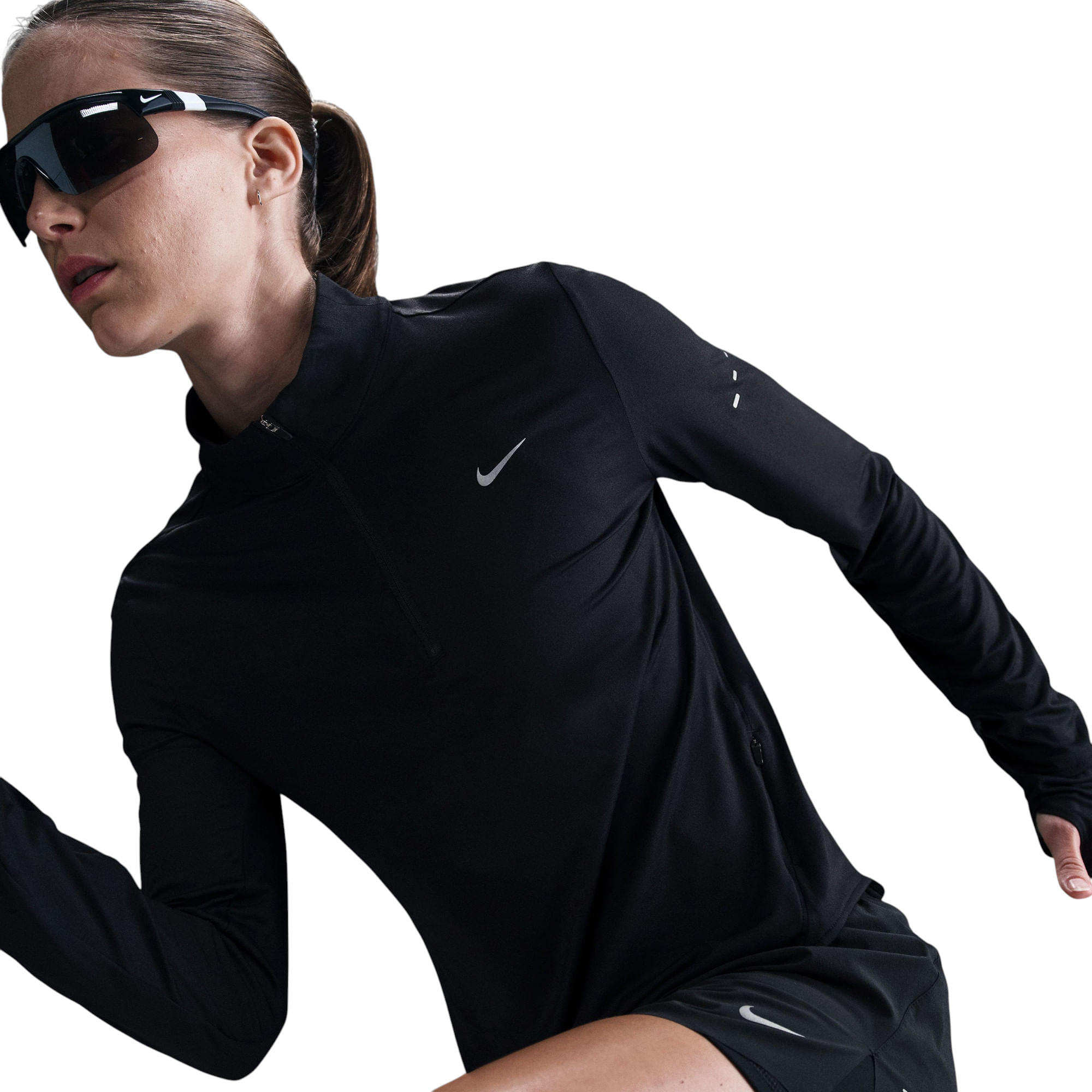Nike-Swift-Dri-FIT-UV-1-4-Zip-Running-Top---Women-s-Black---Reflective-Silver