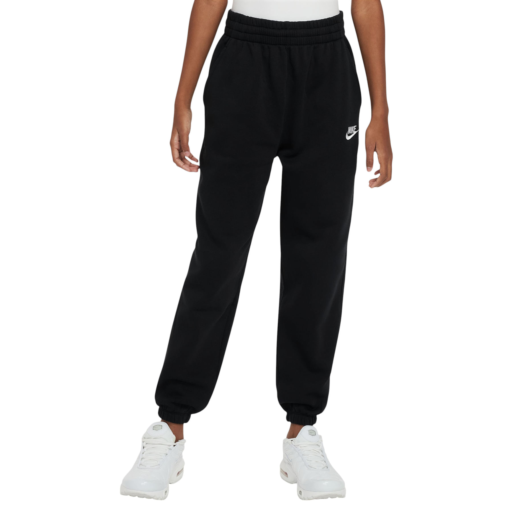 Nike-Sportswear-Club-Fleece-Loose-Pant---Youth-Black---Black---White
