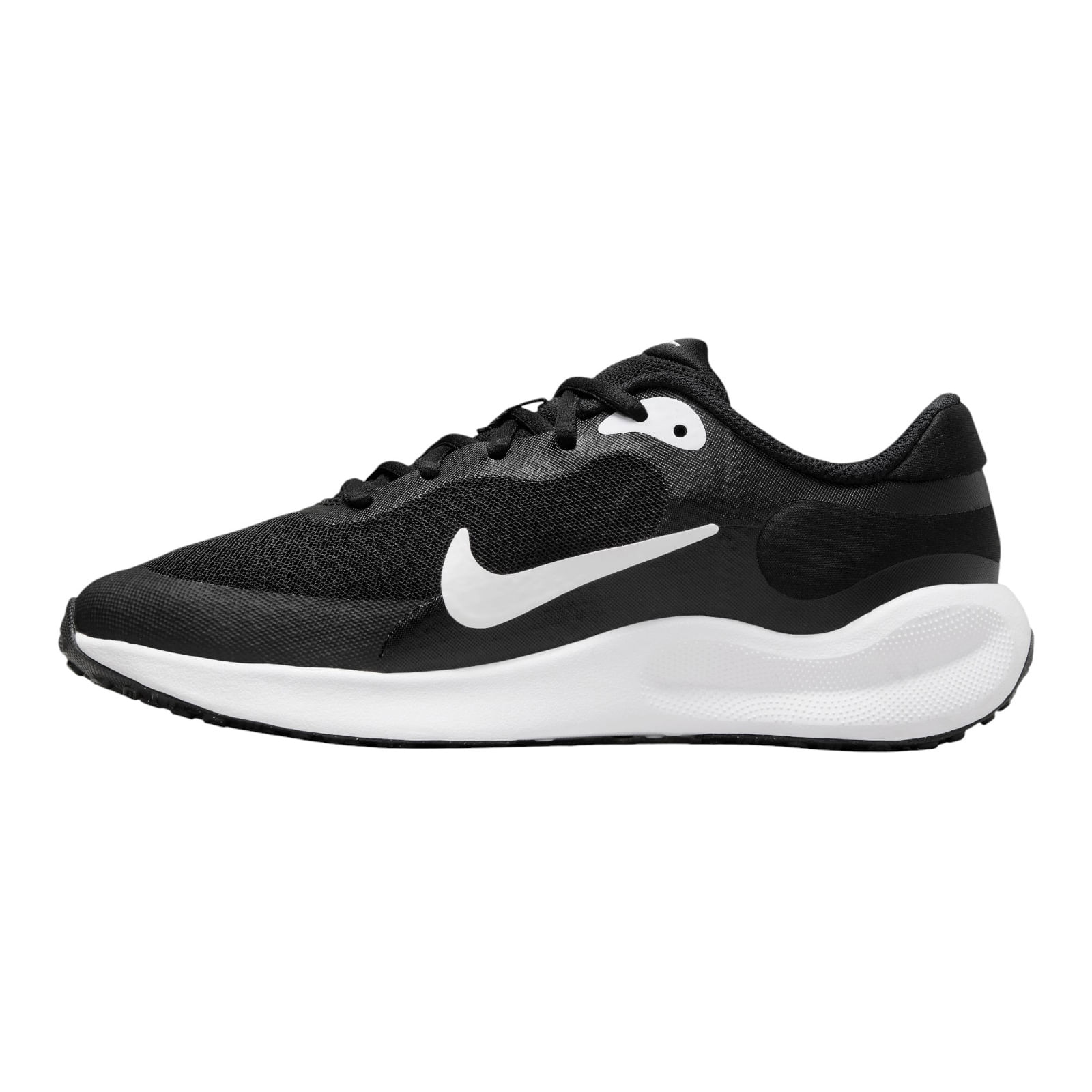 Nike-Revolution-7-Running-Shoes---Youth-Black---White---White