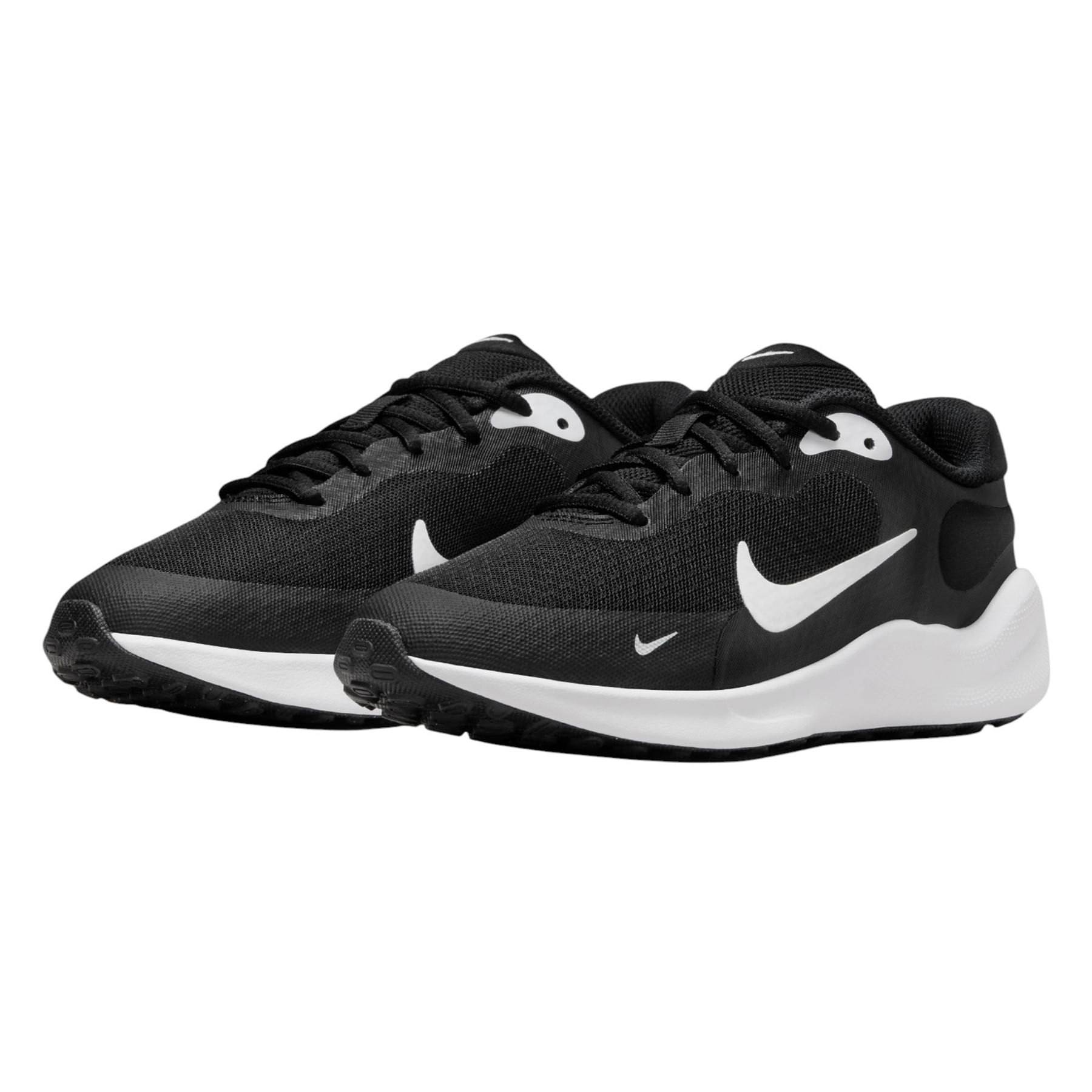 Nike-Revolution-7-Running-Shoes---Youth-Black---White---White