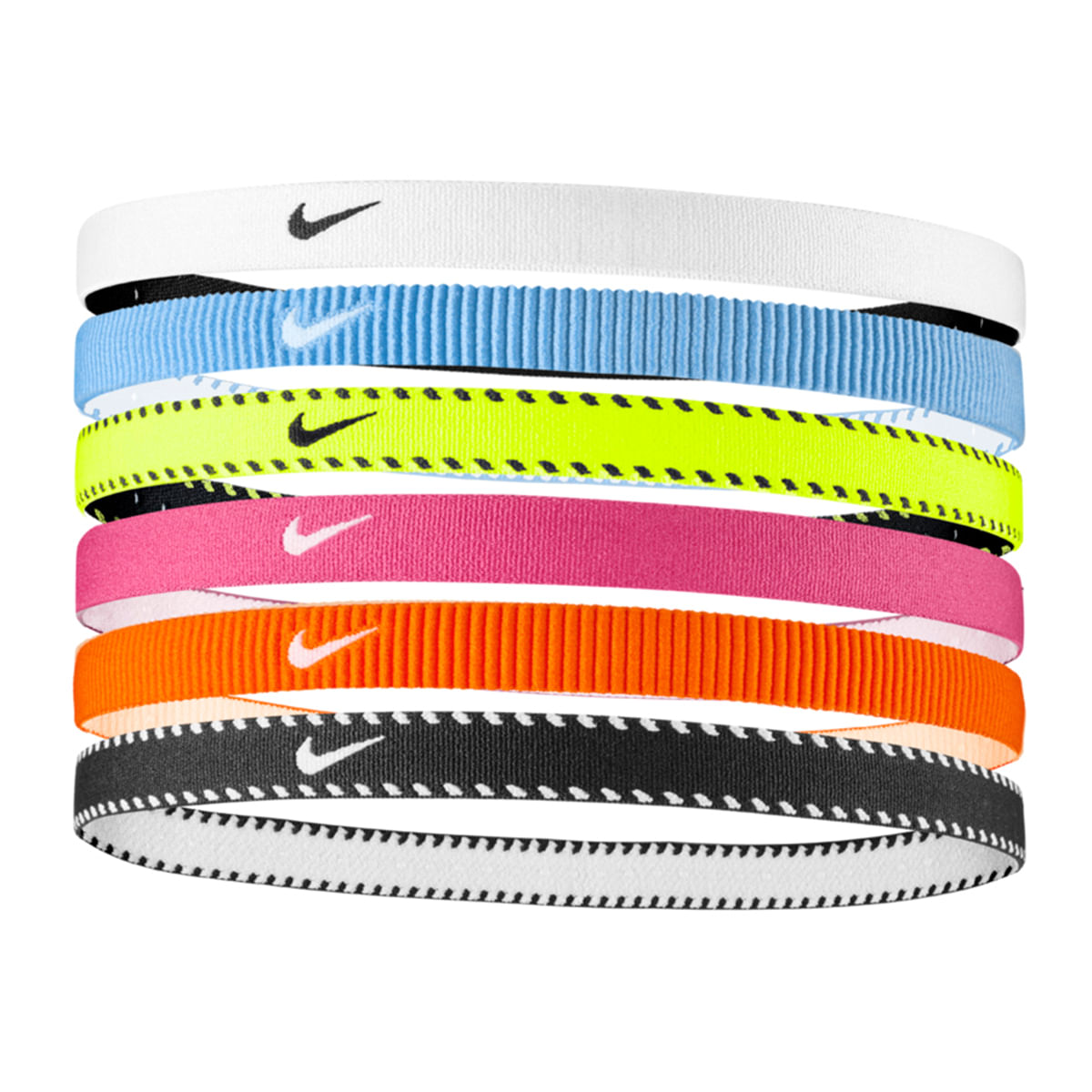 Nike-Flex-Classic-Headbands---Youth--6-Pack--Volt---Vivid-Pink---White