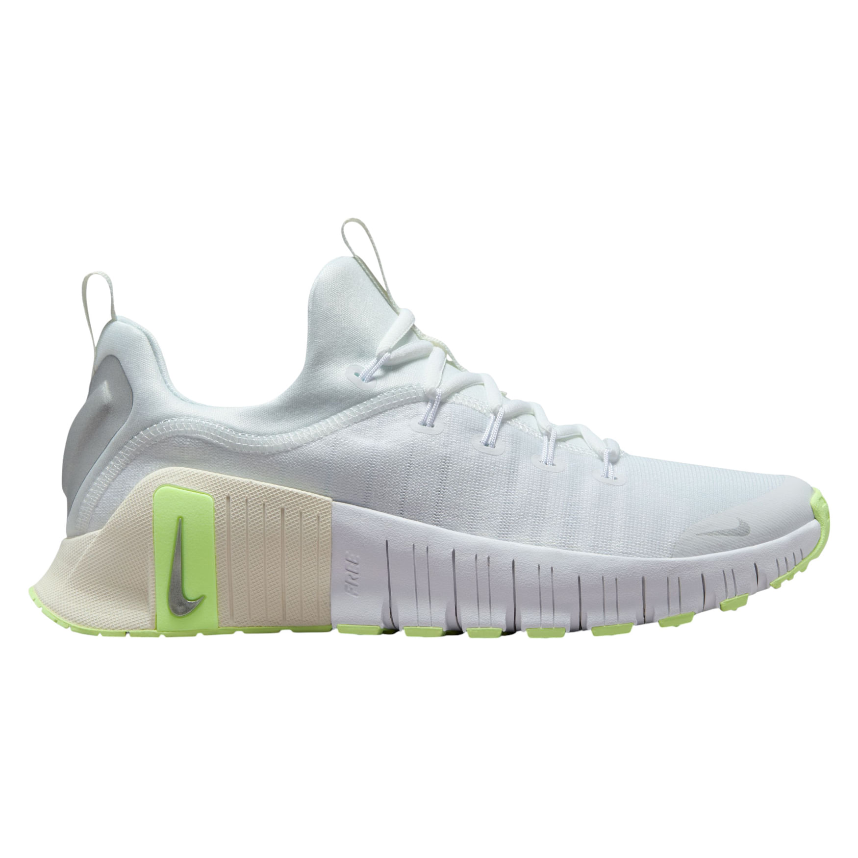 Nike-Free-Metcon-6-Workout-Shoe---Women-s-White---Metallic-Silver---Barely-Volt---Sail
