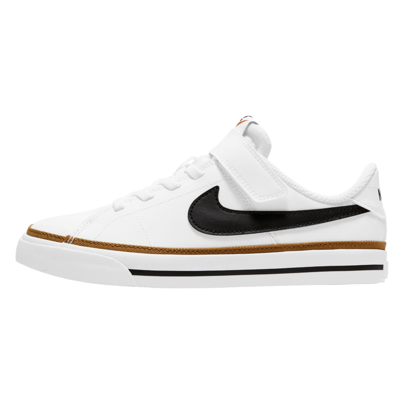 NIKE-YTH-SHOE-COURT-LEGACY-PS-White---Black---Desert-Ochre---Gum-Light-Brown