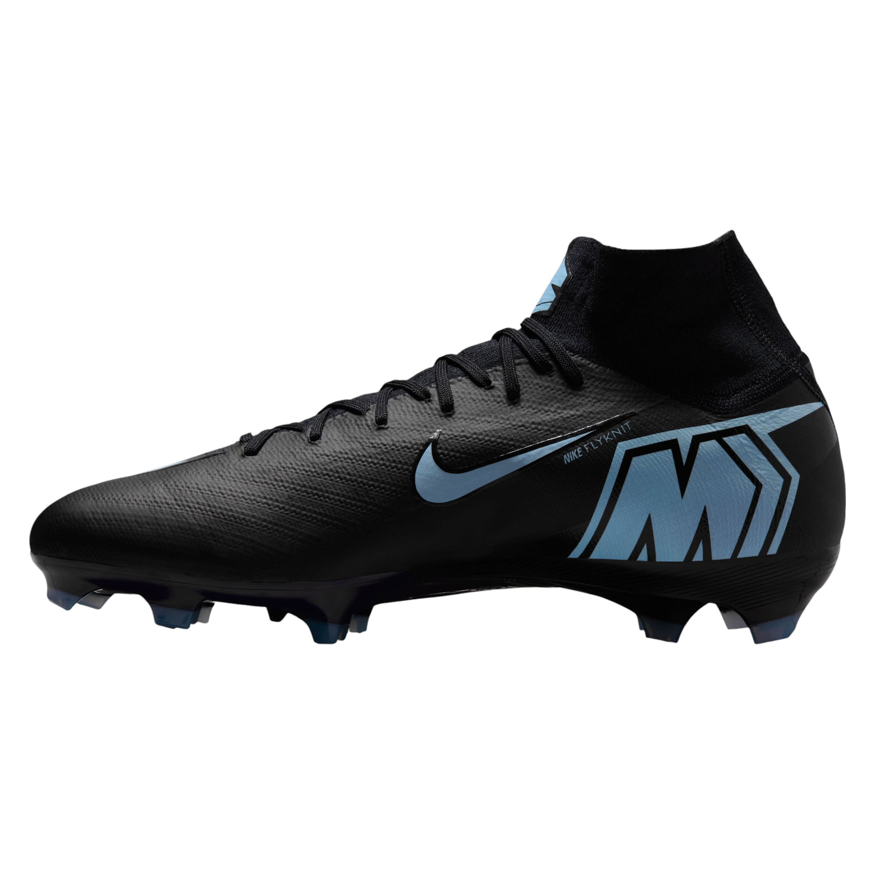 Nike Mercurial Superfly 10 Pro FG High-Top Soccer Cleat - Men's - Black / Ice Blue 5.5 7 Regular
