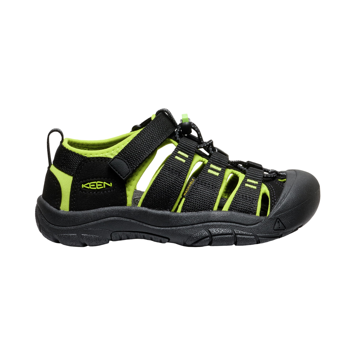 KEEN-Newport-H2-Sandal---Youth-Black---Lime-Green