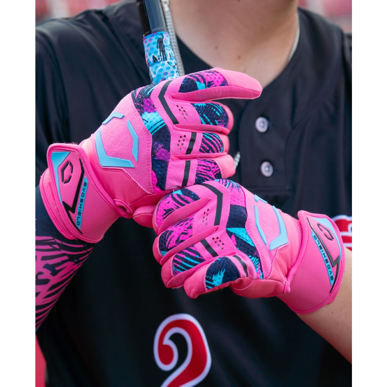 EvoShield-Carbyne-X-SRZ-Miami-Vice-Batting-Glove-Hot-Pink---Black