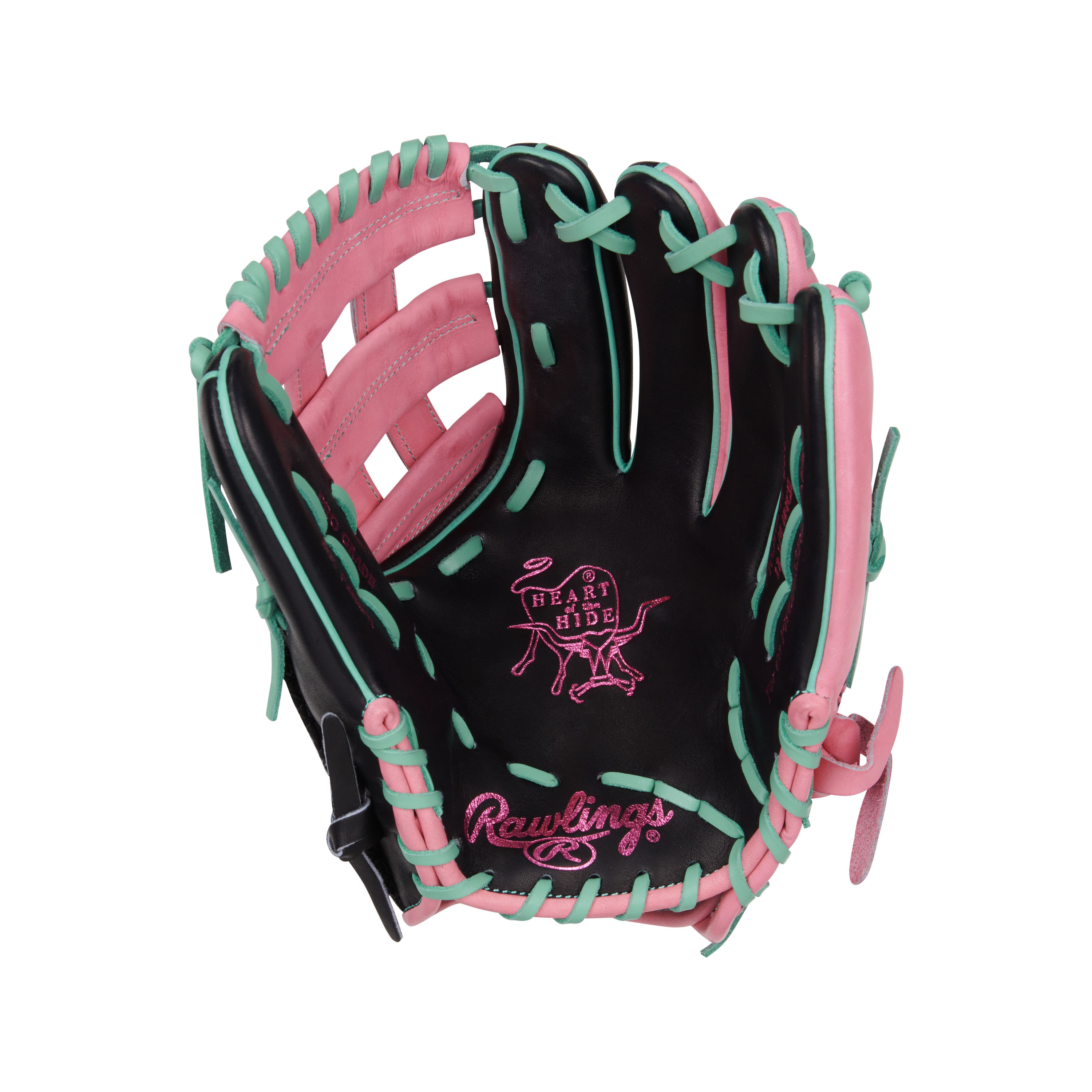 Rawlings-Heart-of-the-Hide-ColorSync-9.0-Infield-Glove-Black---Pink---Mint