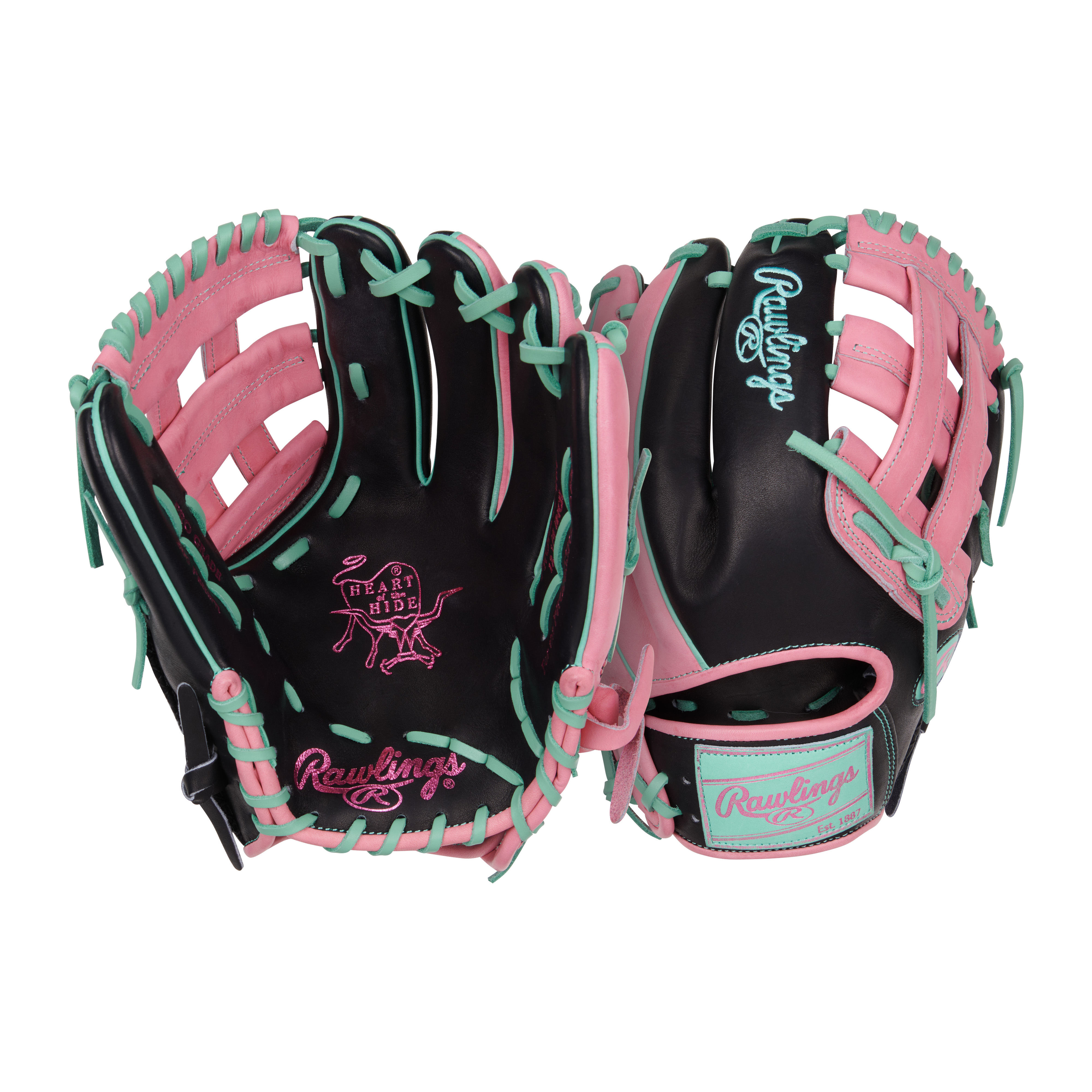 Rawlings-Heart-of-the-Hide-ColorSync-9.0-Infield-Glove-Black---Pink---Mint